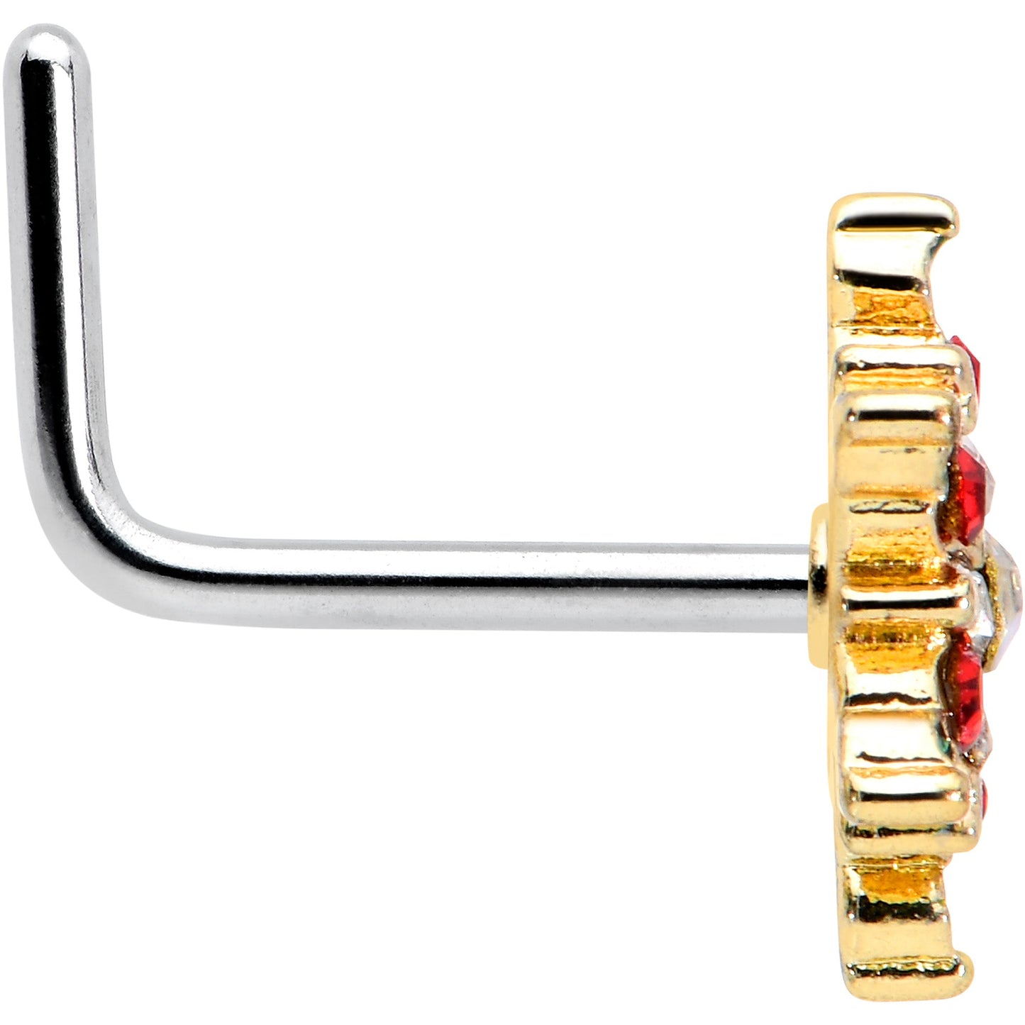 20G 7mm Aurora Gem Gold Tone Christmas Star L Shape Nose Ring