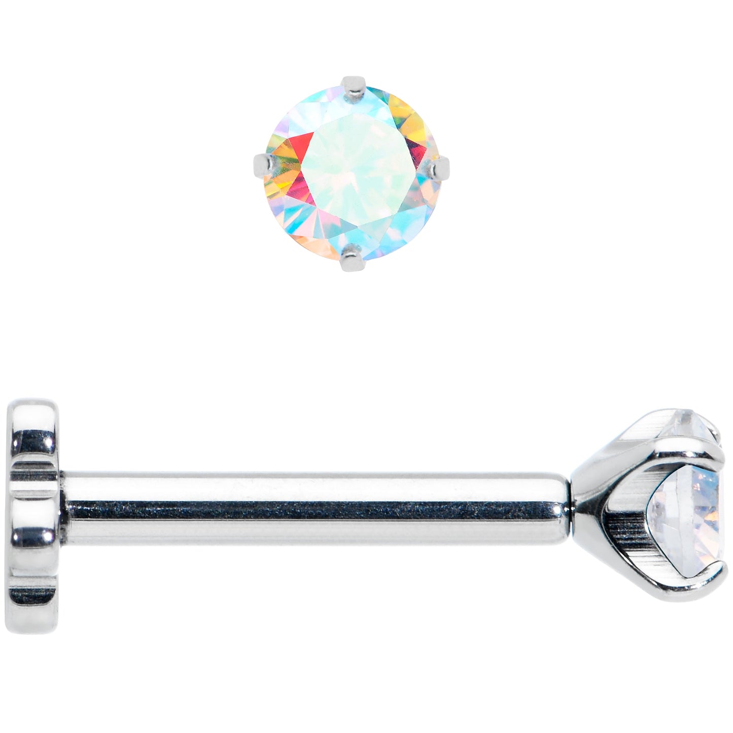 16G 5/16 Aurora CZ G23 Titanium Threadless Flower Labret Tragus