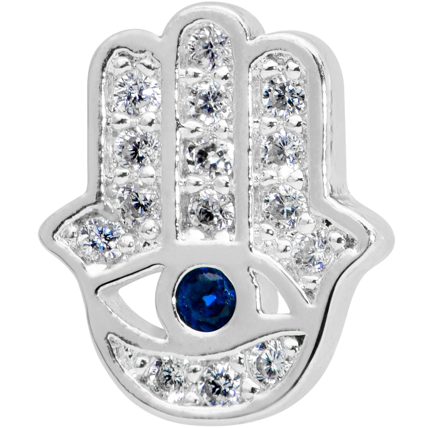 16G 5/16 Clear Blue Gem Eye Hamsa Hand Labret Monroe Tragus