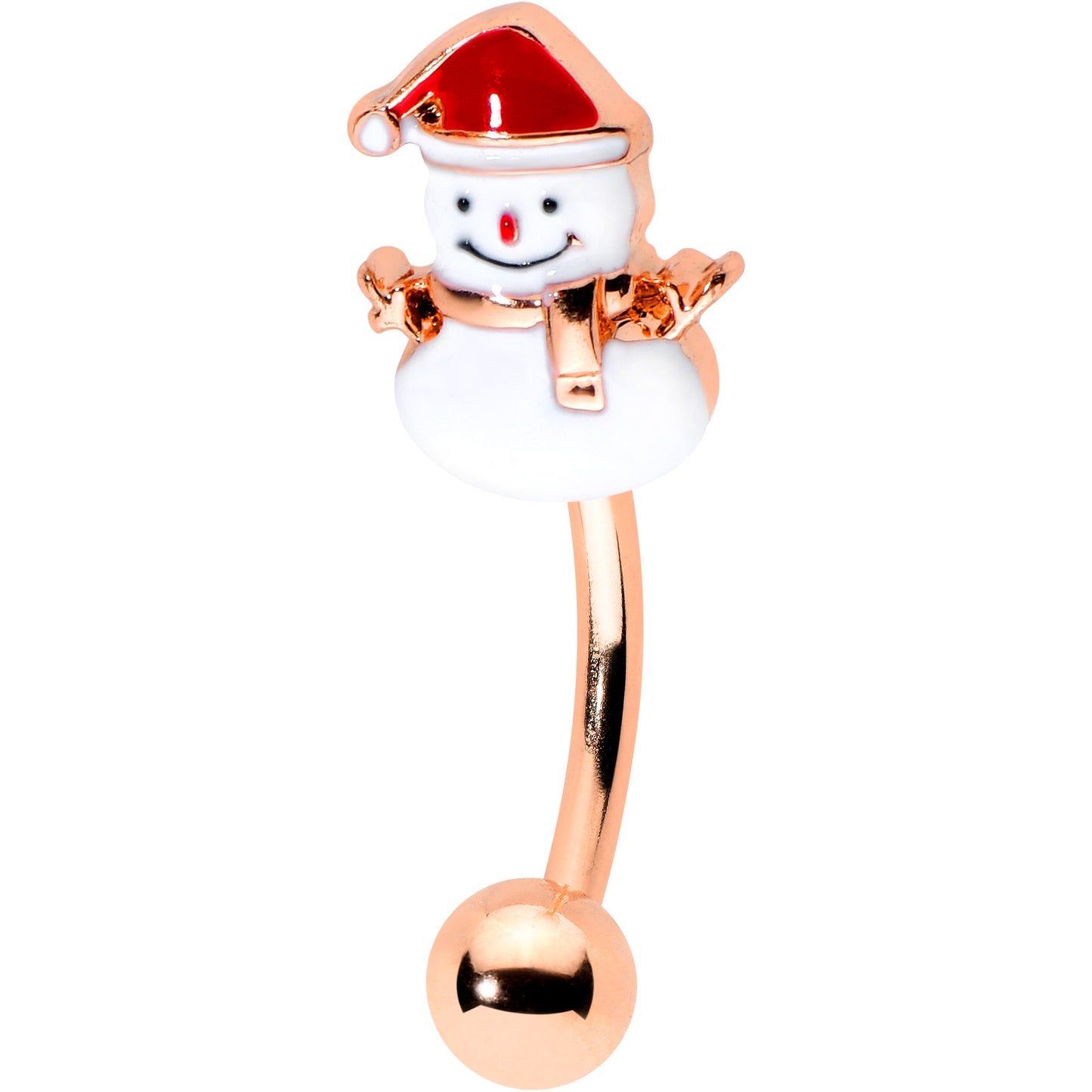 16G 5/16 Rosy Hue Snowman Christmas Curved Eyebrow Ring Set of 4