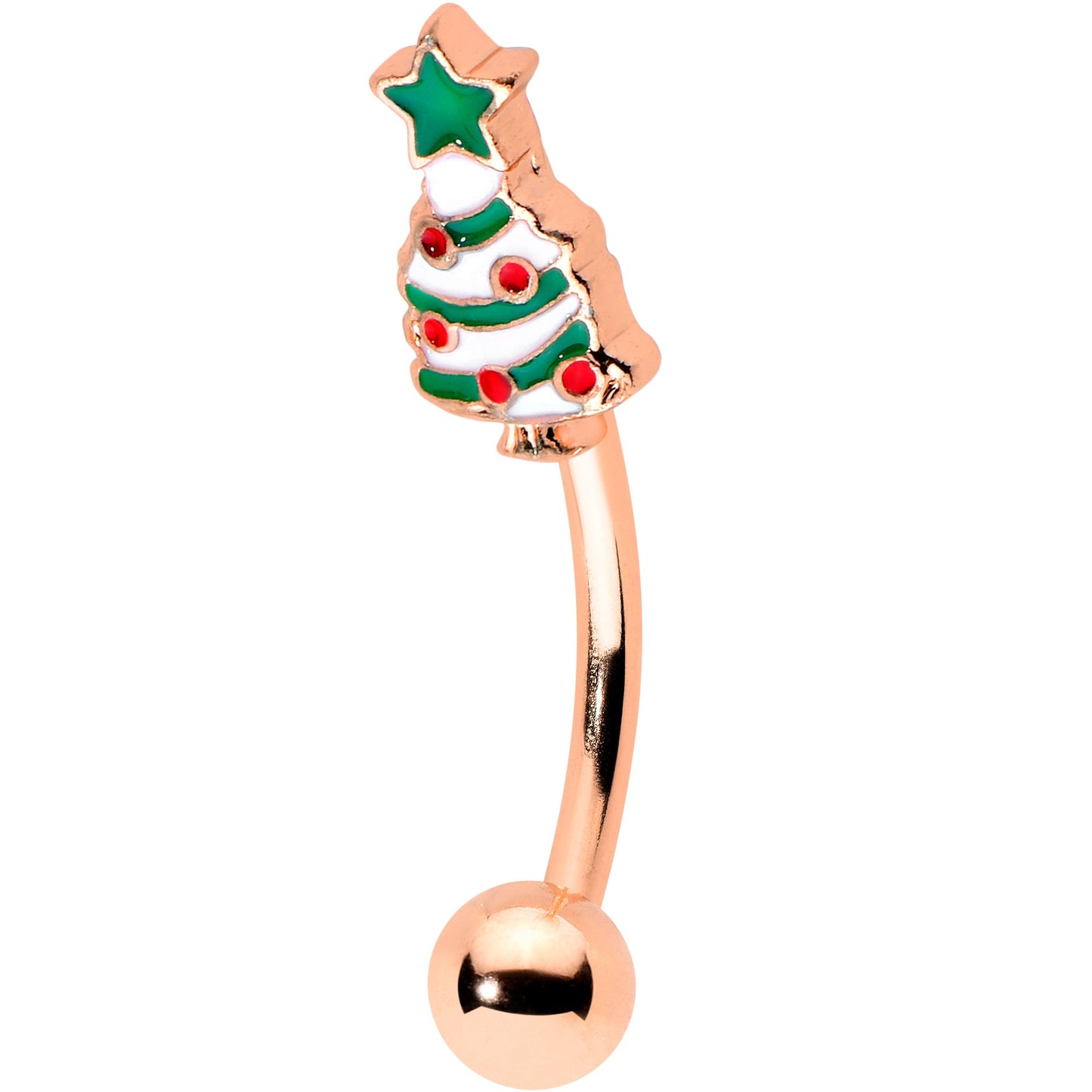 16G 5/16 Rosy Hue Snowman Christmas Curved Eyebrow Ring Set of 4