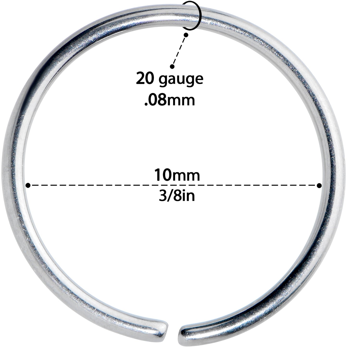 20G 3/8 Grade 23 Titanium Bendable Hoop Ring