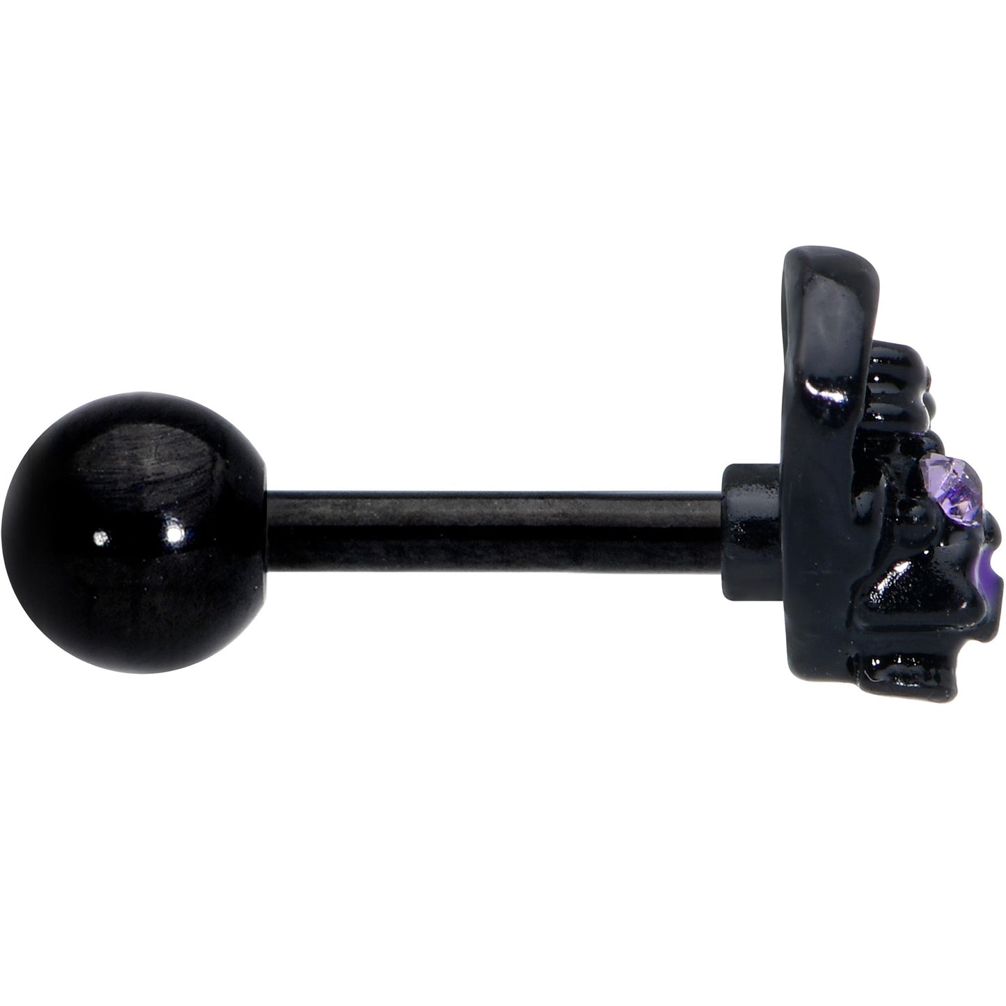 16G 1/4 Purple Gem Black Heart Skull Bow Cartilage Tragus Earring