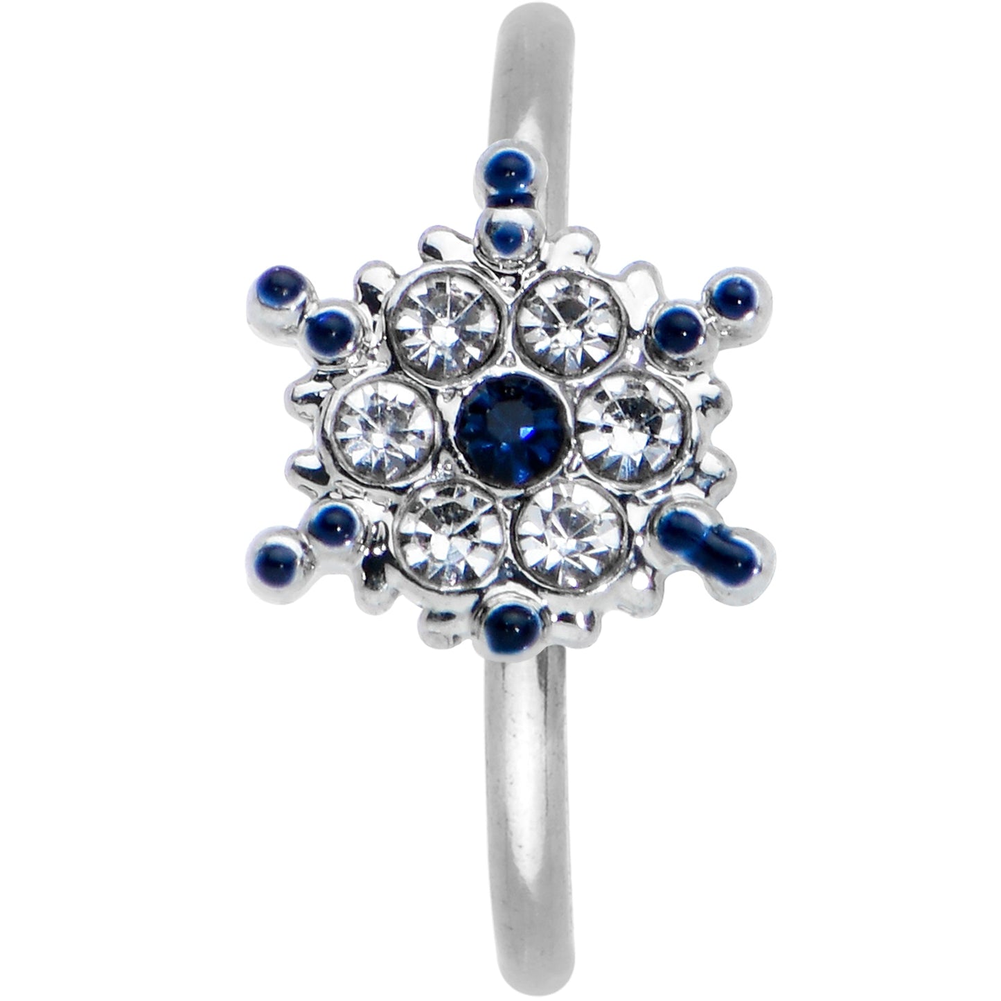 20G 5/16 Clear Blue Gem Festive Snowflake Nose Hoop