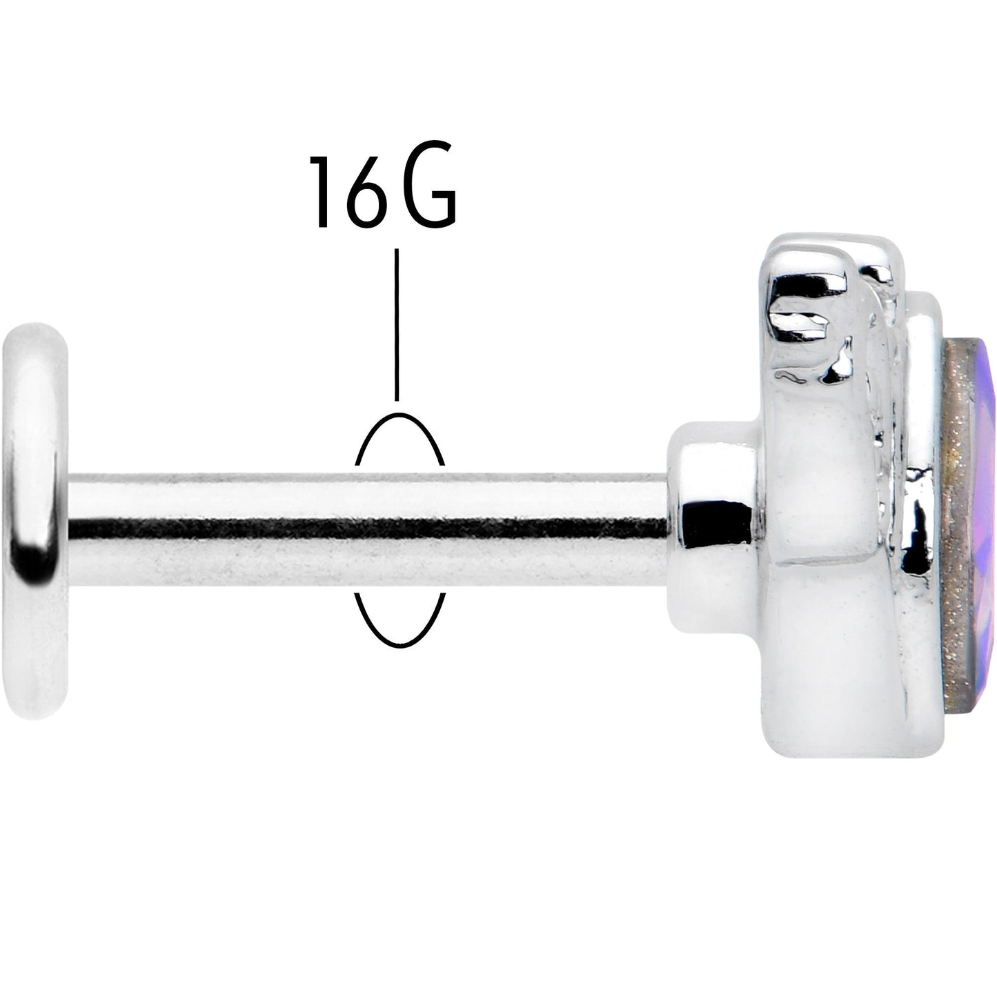 16G 1/4 Aurora Gem Deco Waves Labret