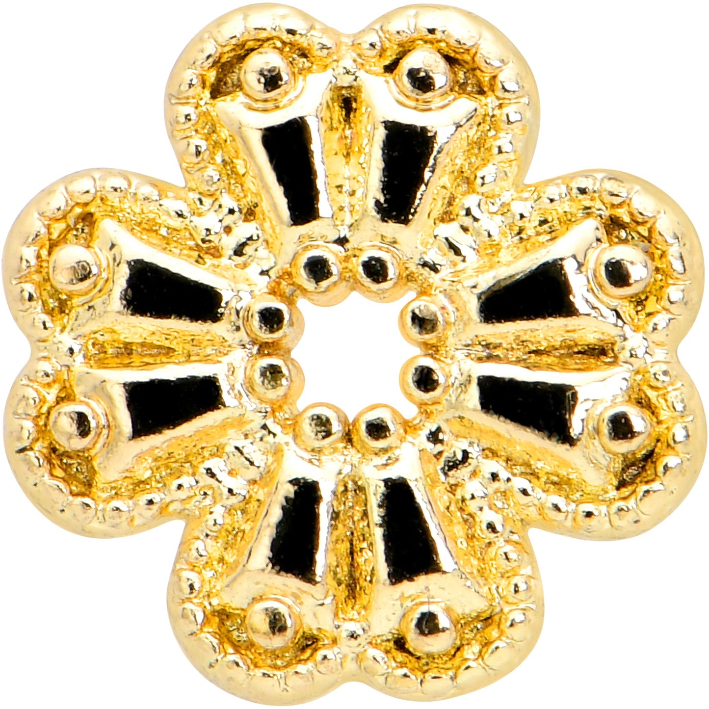 20G 1/4 Yellow Gem Gold Tone Textured Cross Nose Bone