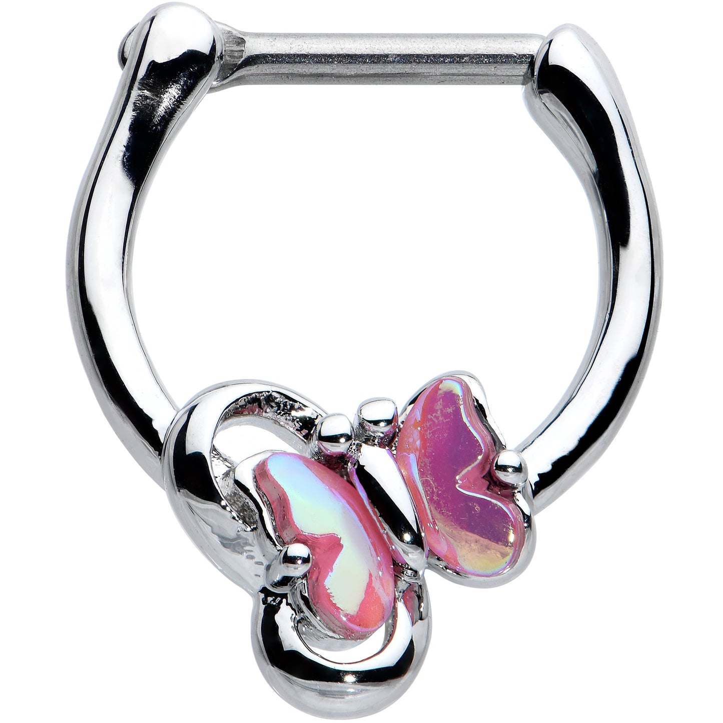 16G 5/16 Heart Pink Butterfly Cartilage Clicker