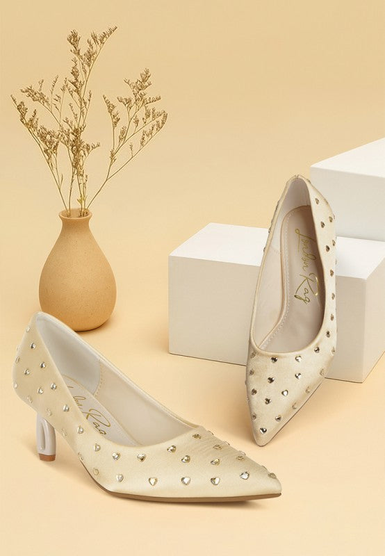 Madhara Heart-Shaped Rhinestones Pumps