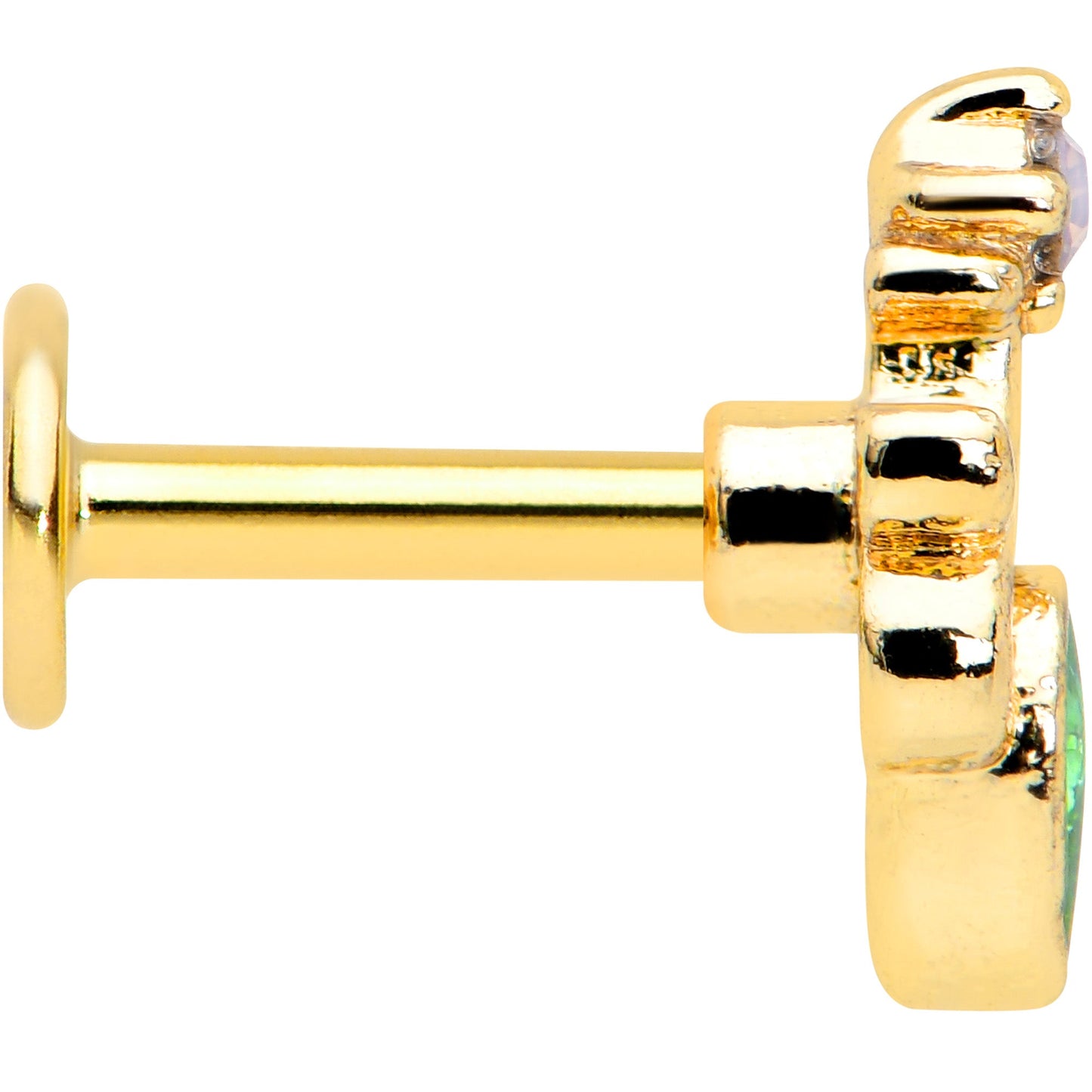 16G 1/4 Green Gem Gold Tone Shades of Spring Labret