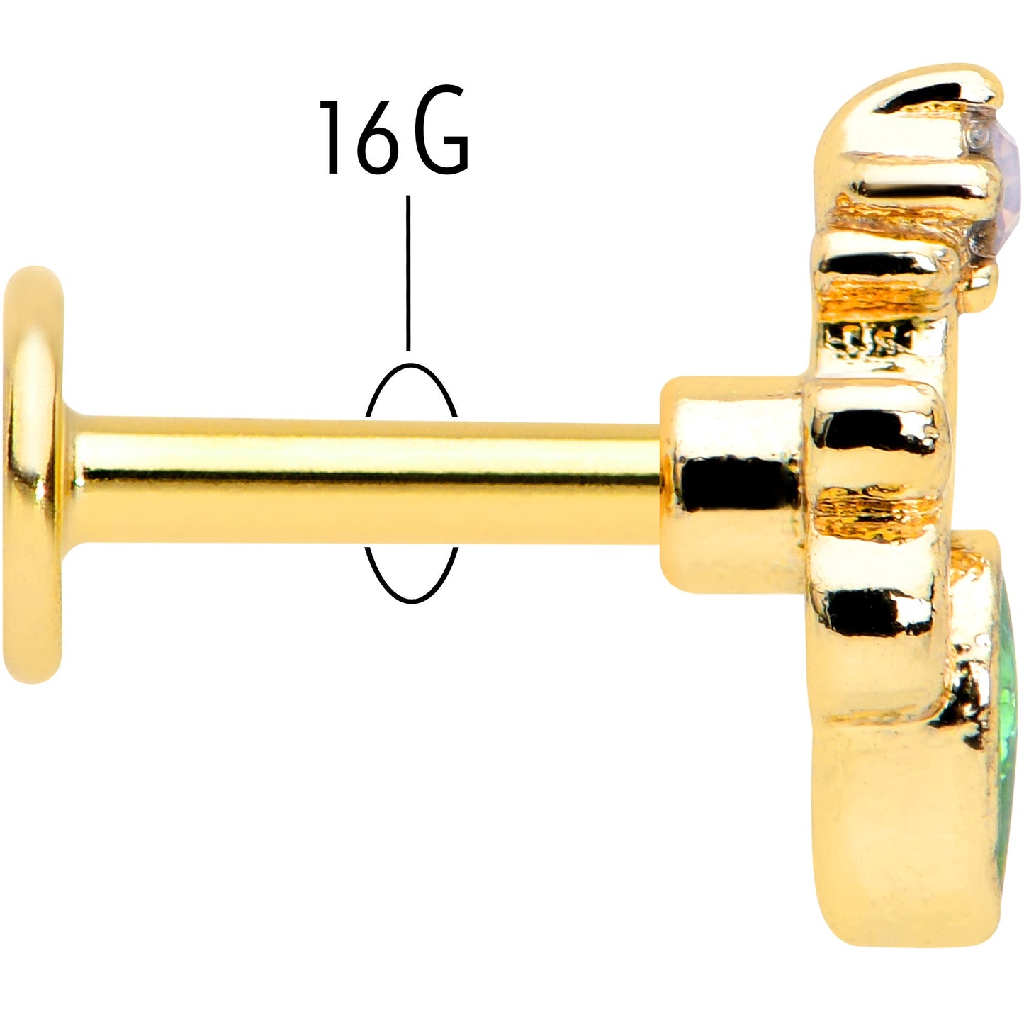 16G 1/4 Green Gem Gold Tone Shades of Spring Labret