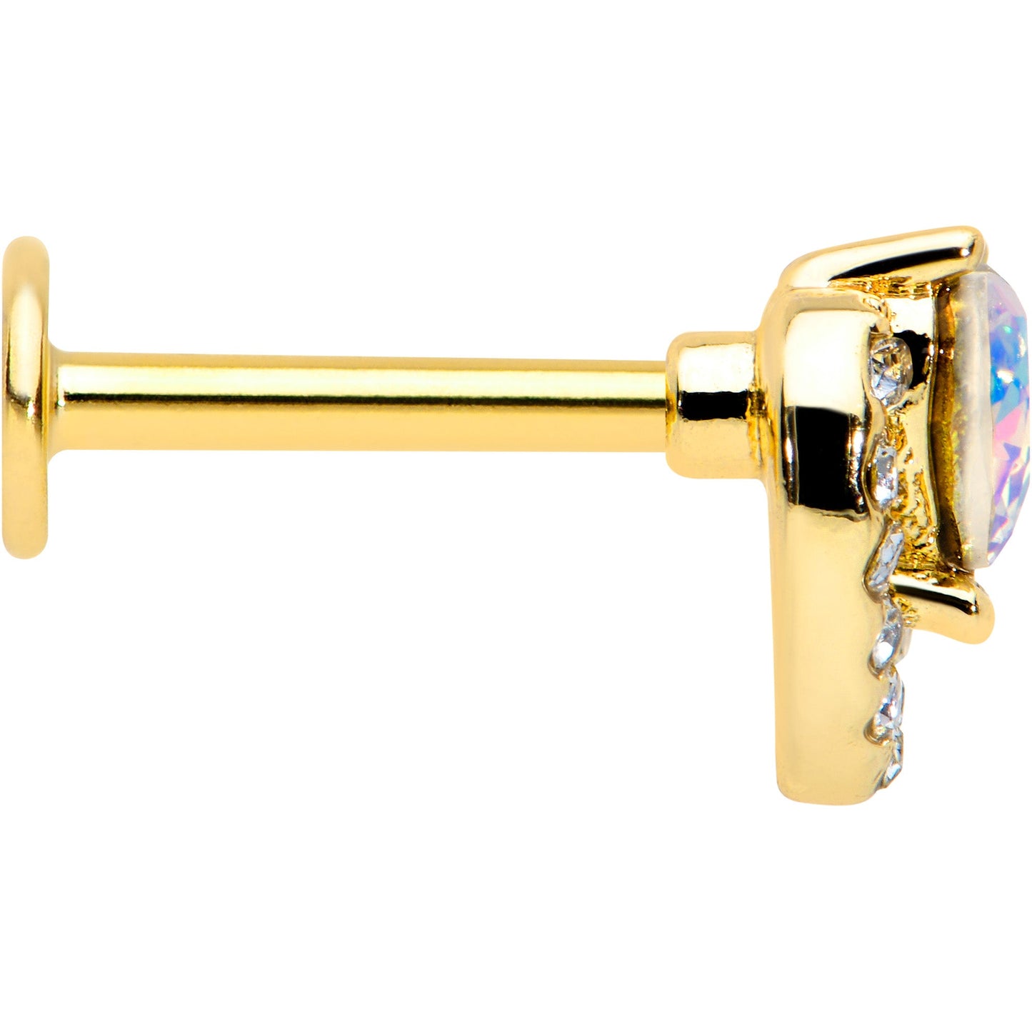 16G 5/16 Aurora Clear Gem Rococo Heart Labret Monroe Tragus