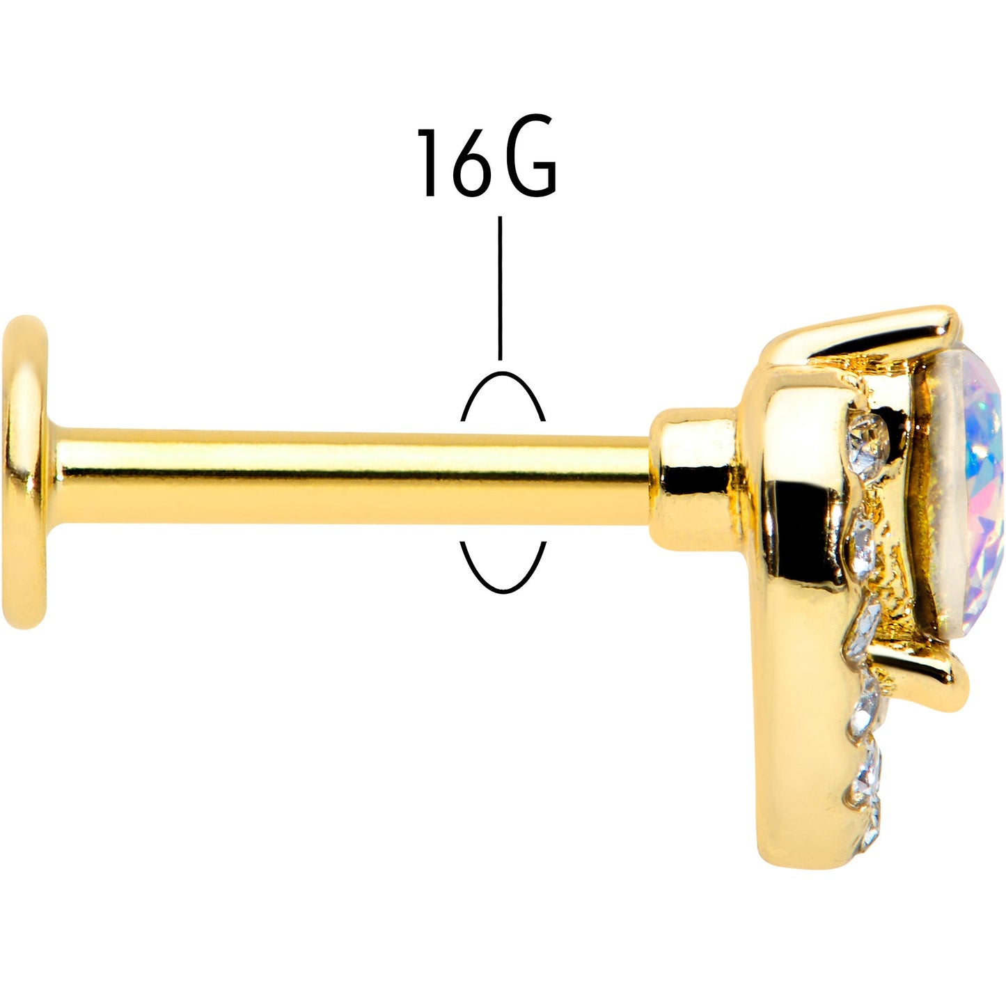 16G 5/16 Aurora Clear Gem Rococo Heart Labret Monroe Tragus