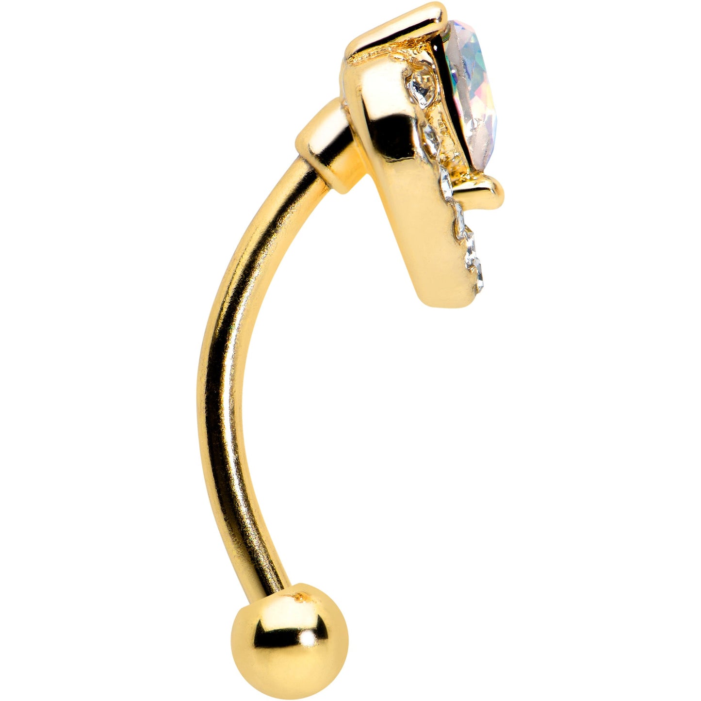 16G 5/16 Aurora Gem Gold Tone Rococo Heart Curved Eyebrow Ring