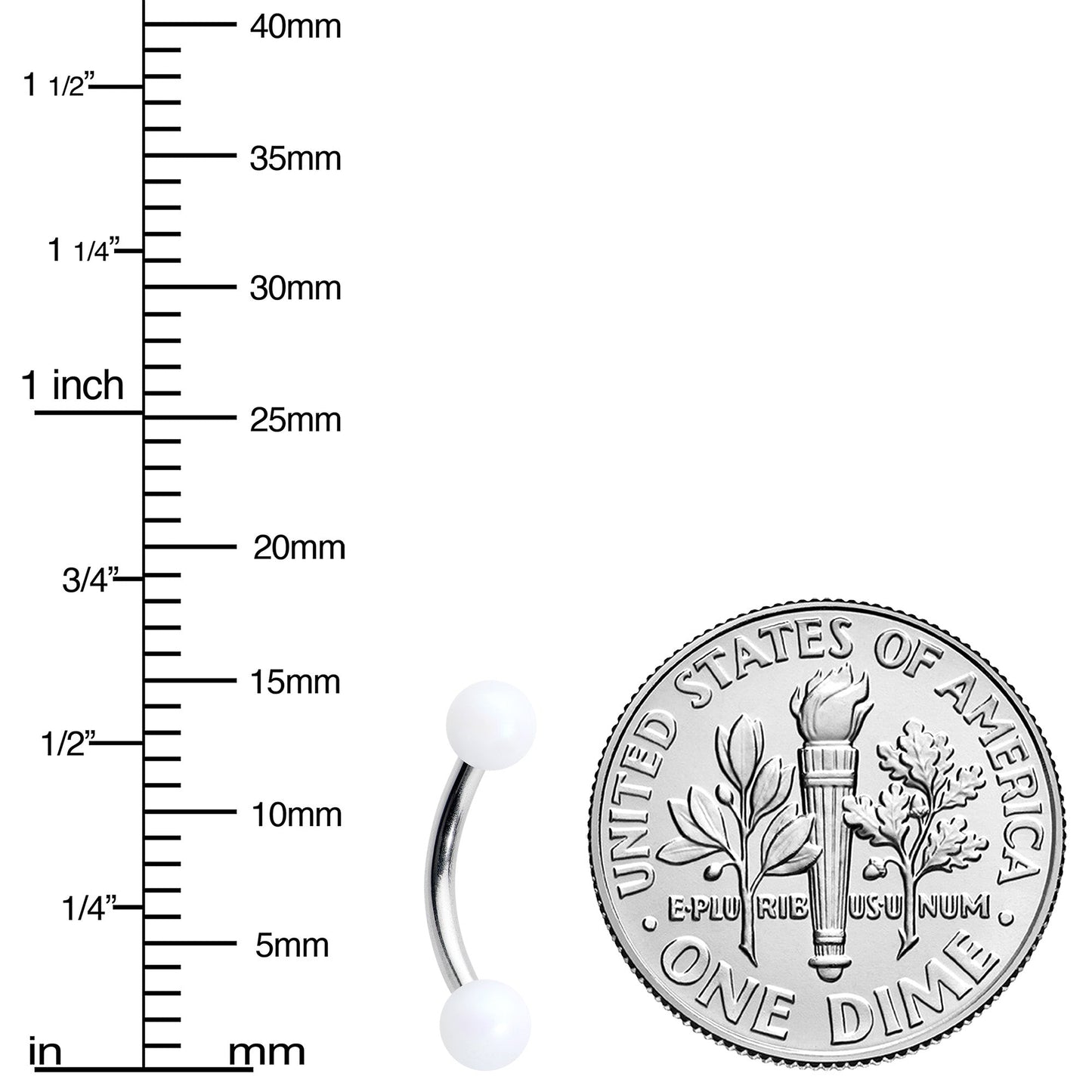 16G 5/16 Matte White Aurora Curved Eyebrow Ring