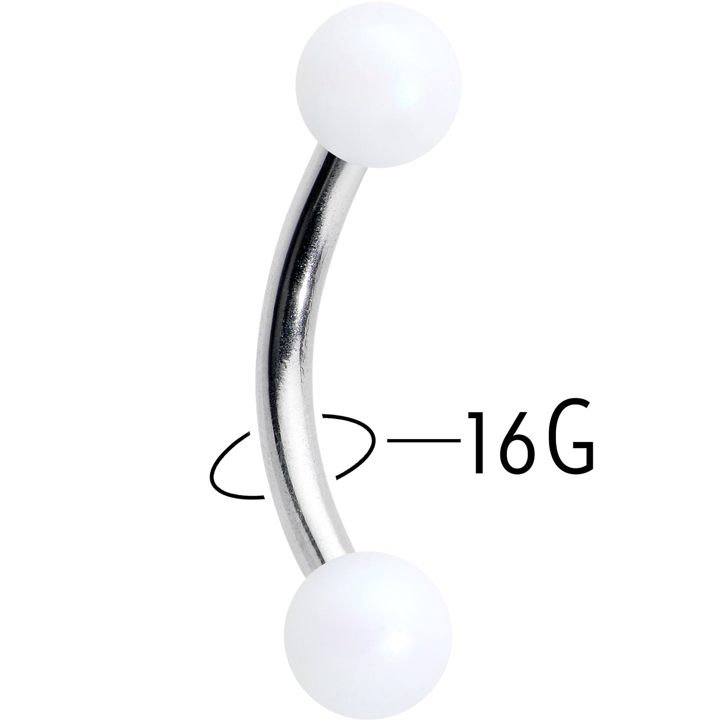 16G 5/16 Matte White Aurora Curved Eyebrow Ring