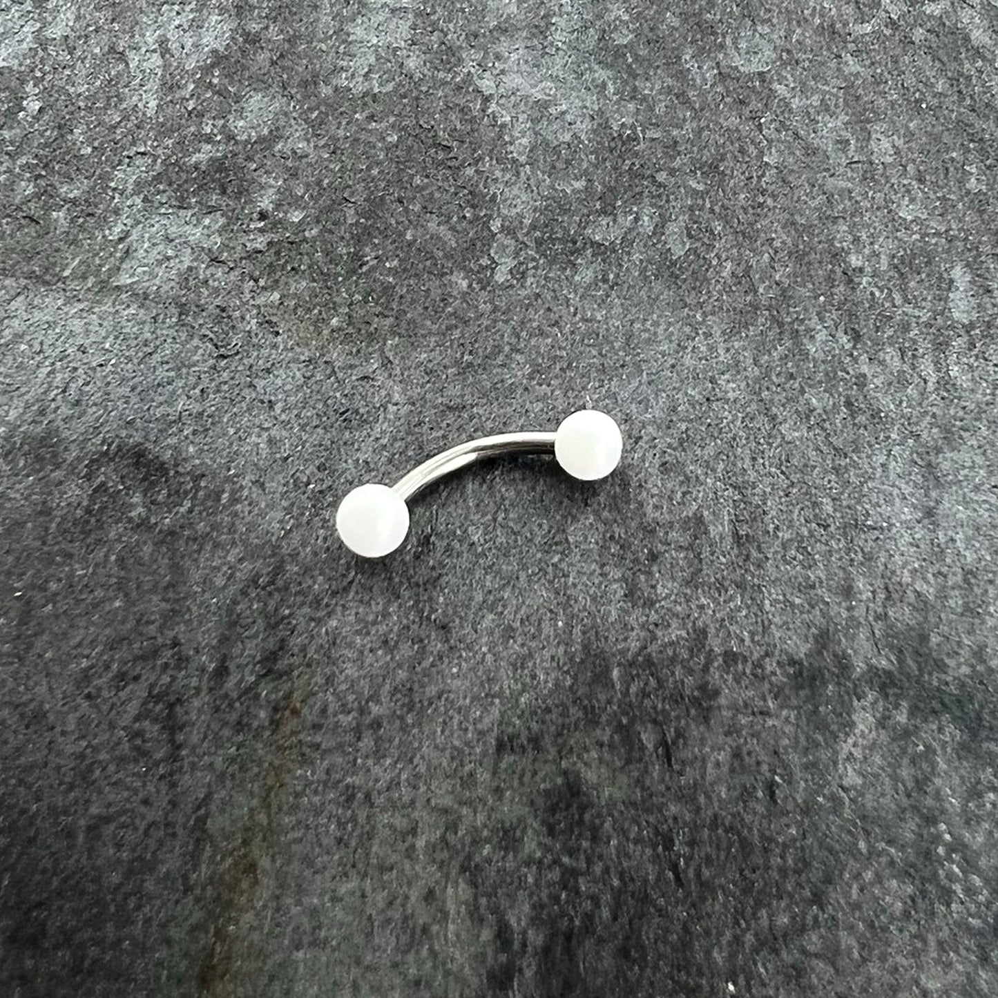 16G 5/16 Matte White Aurora Curved Eyebrow Ring