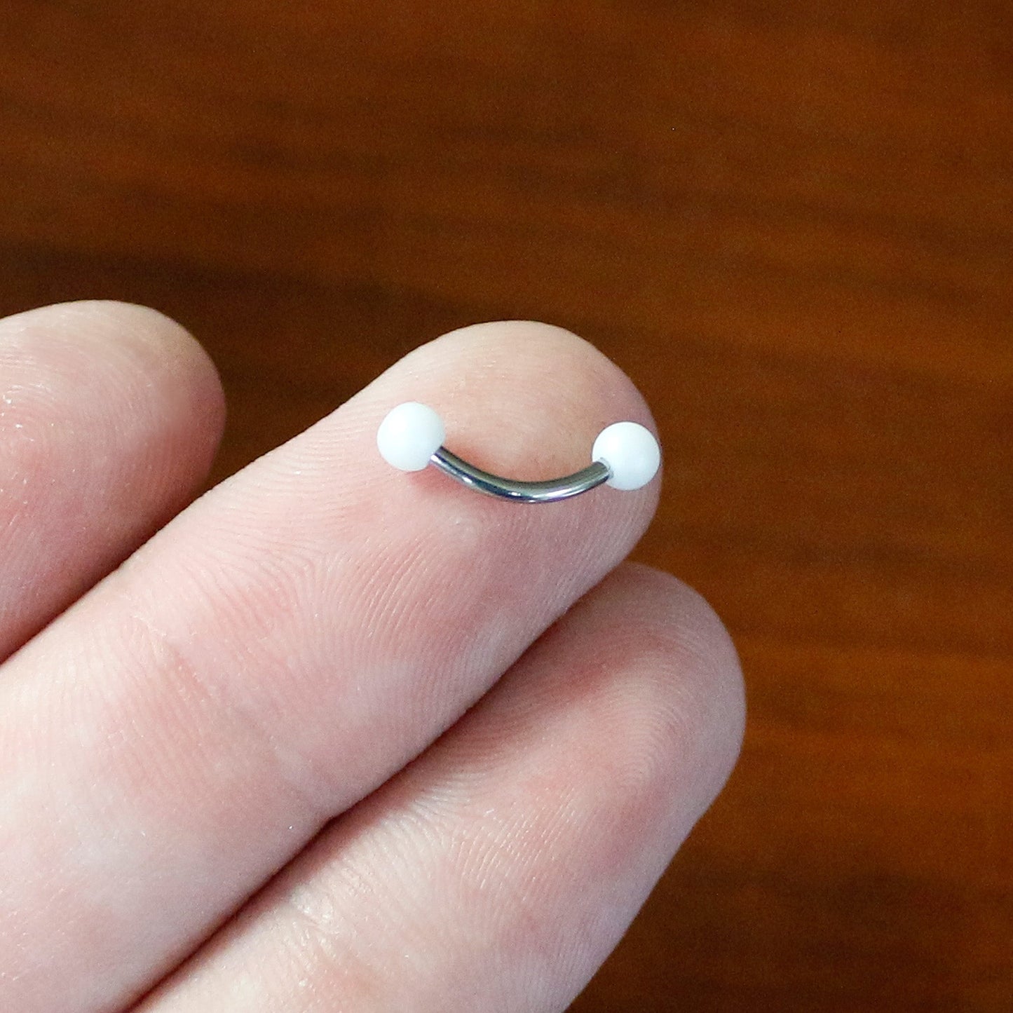 16G 5/16 Matte White Aurora Curved Eyebrow Ring