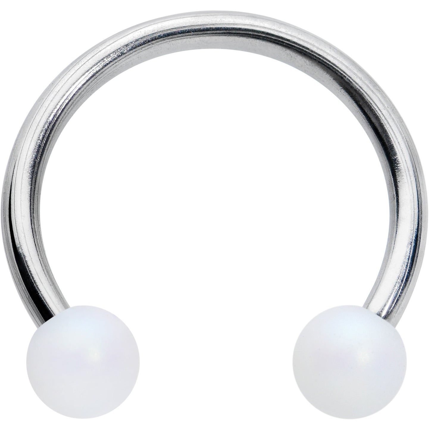 16G 3/8 Matte White Aurora Horseshoe Circular Barbell