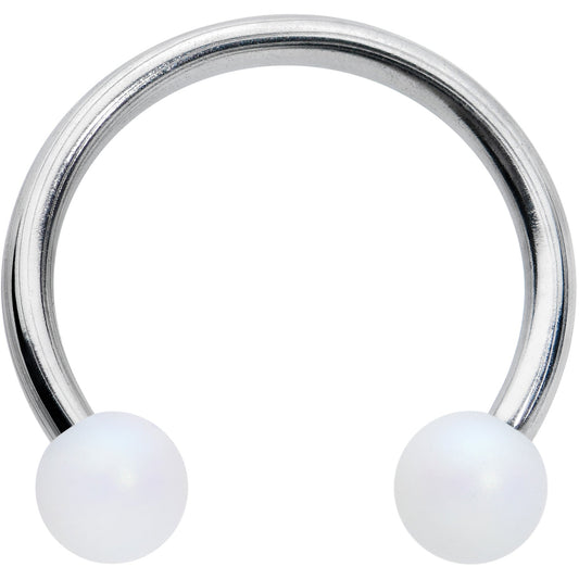 16G 3/8 Matte White Aurora Horseshoe Circular Barbell