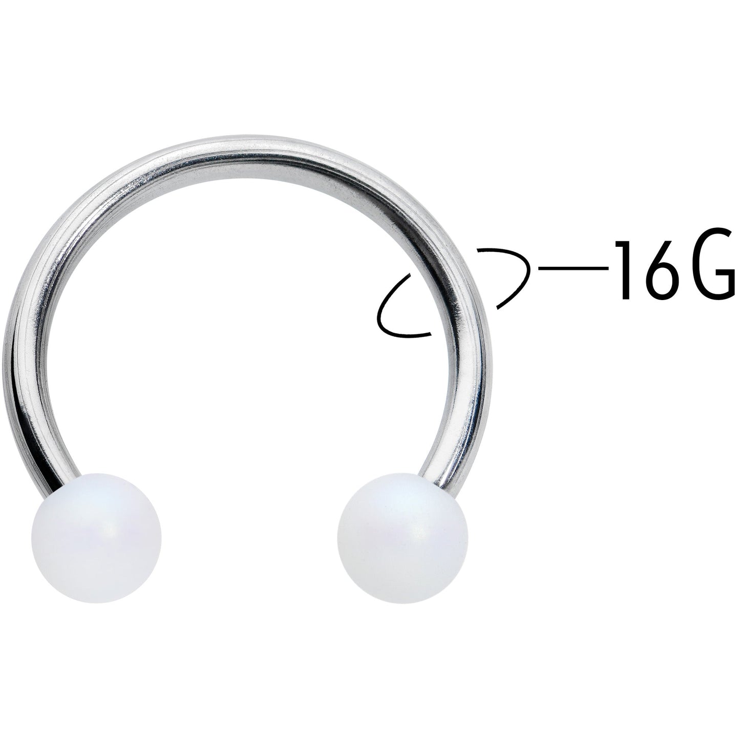 16G 3/8 Matte White Aurora Horseshoe Circular Barbell