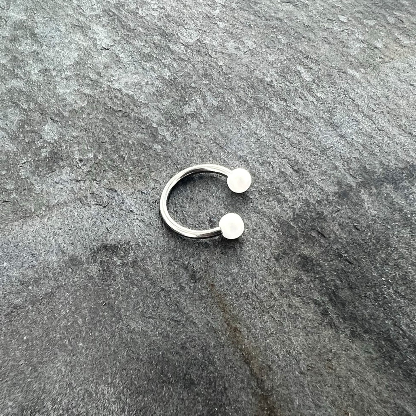 16G 3/8 Matte White Aurora Horseshoe Circular Barbell