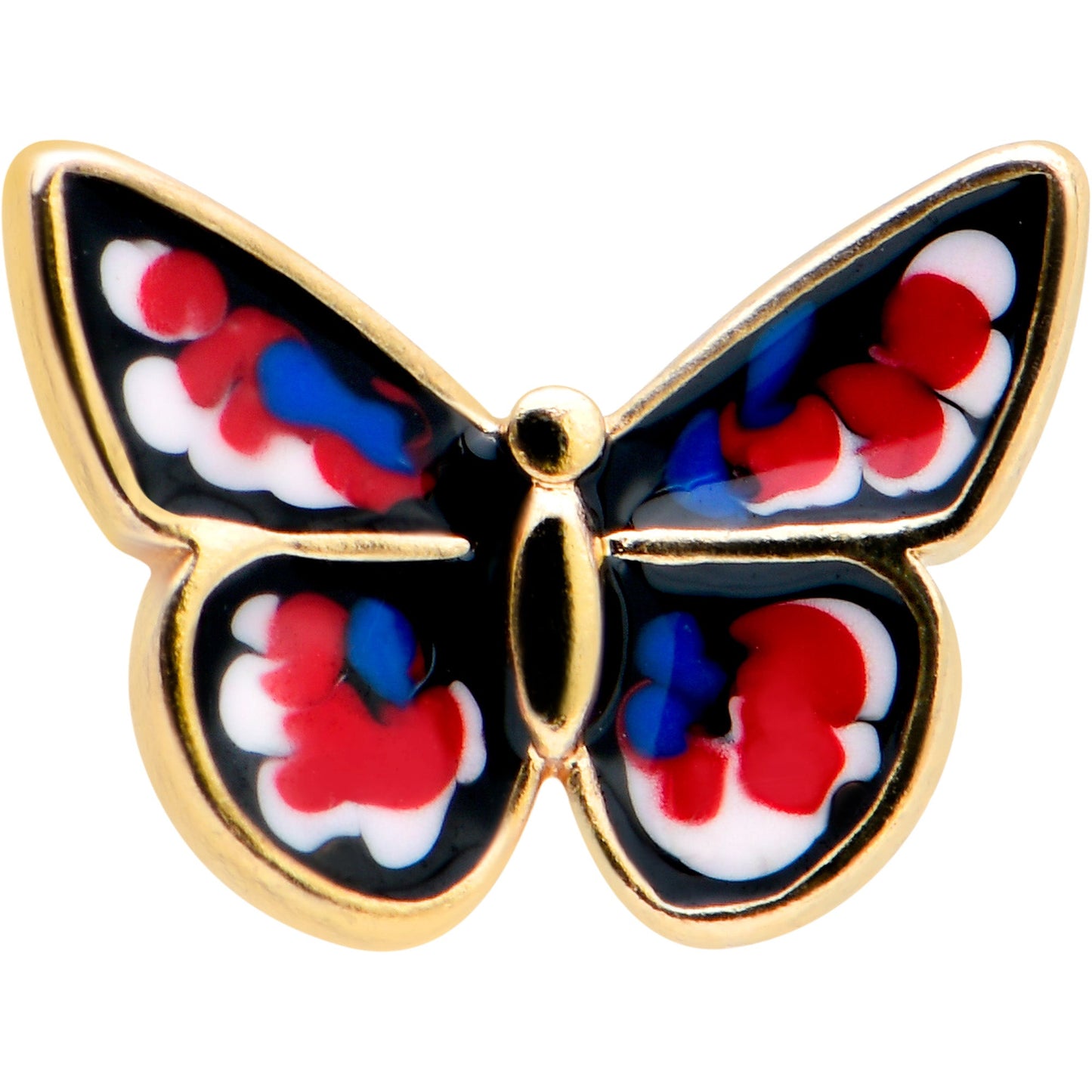 20G 1/4 Red Blue White Butterfly Nose Bone