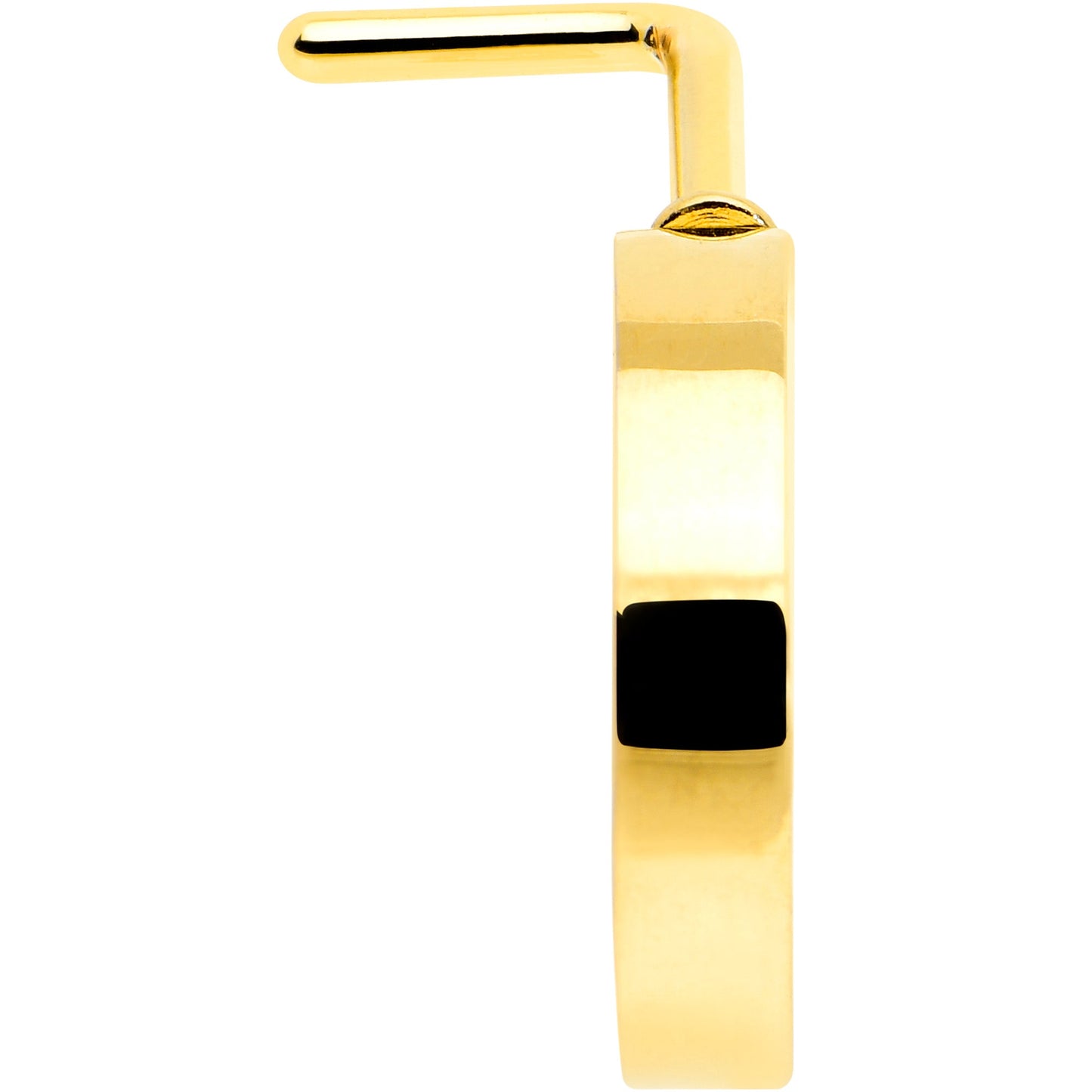 20G 1/4 Gold Tone Simply Smooth Faux Hoop L Shape Nose Ring