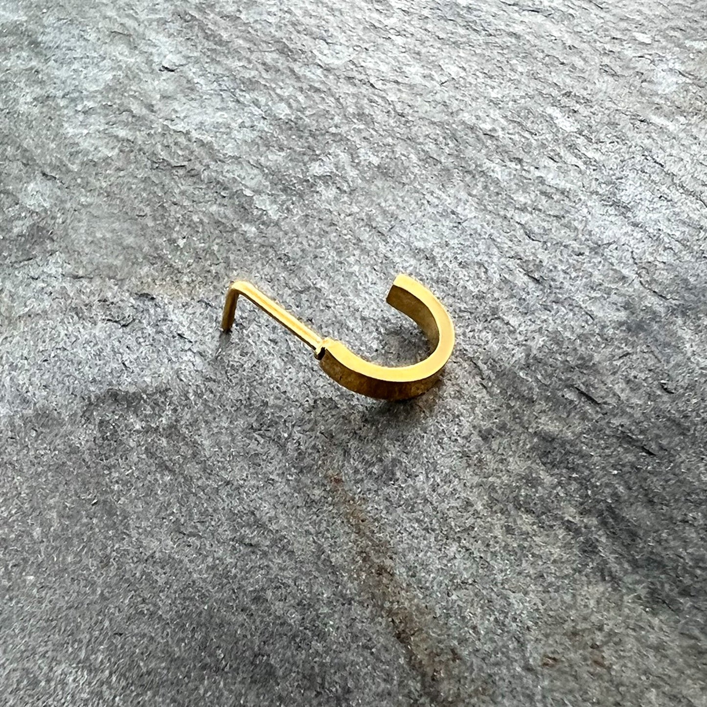 20G 1/4 Gold Tone Simply Smooth Faux Hoop L Shape Nose Ring