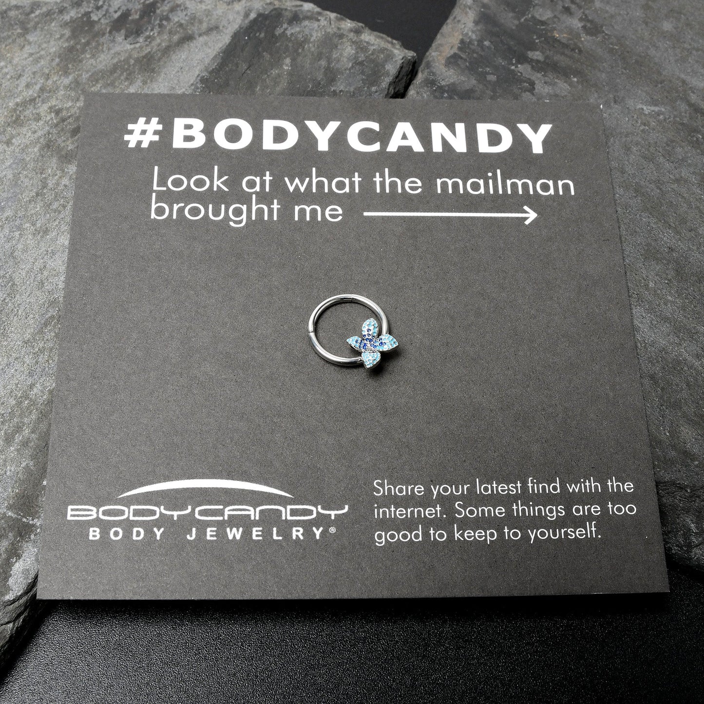 16G 3/8 Glamour Butterfly Hinged Segment Ring