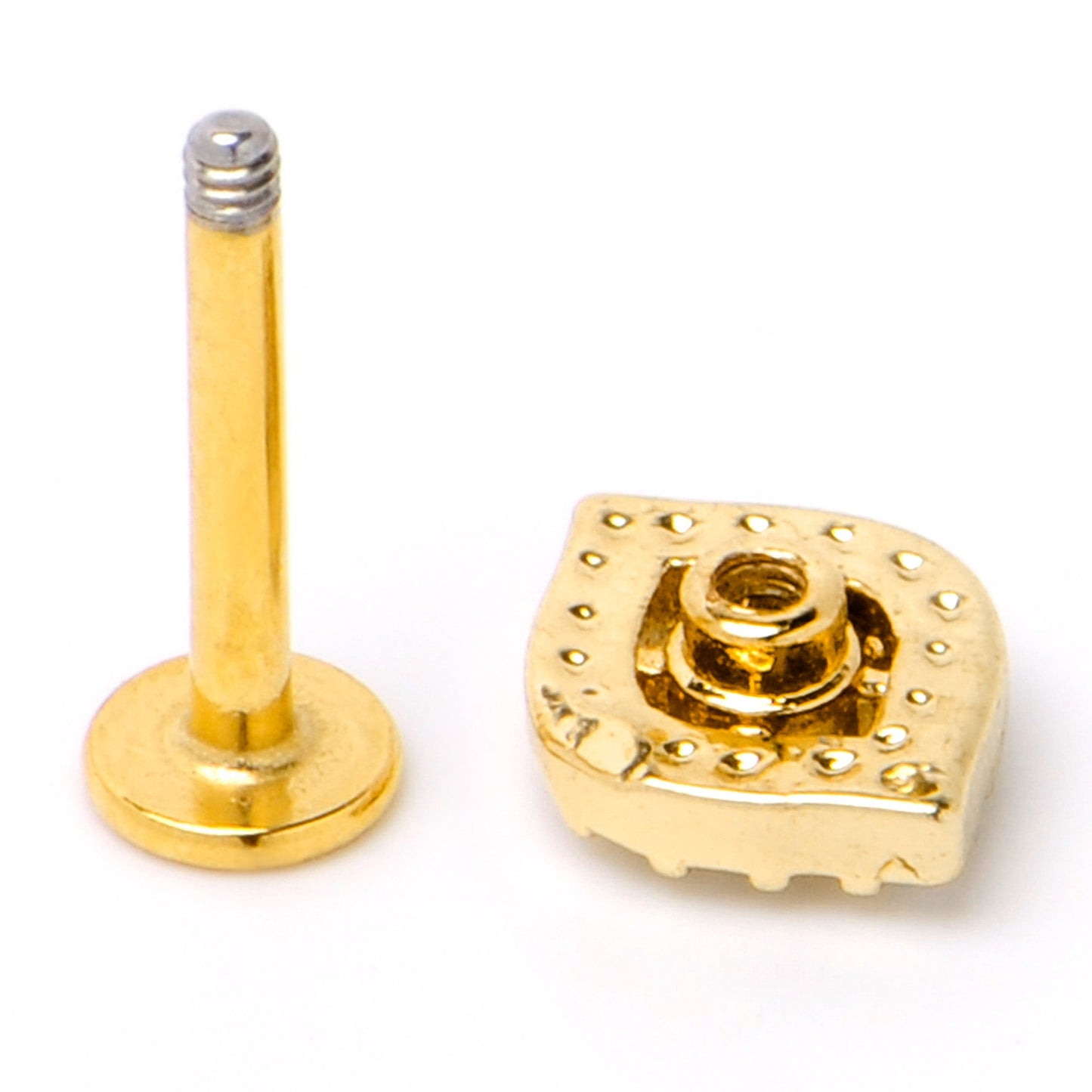 16G 5/16 Clear Pink Gem Gold Tone Open Eye Labret Monroe Tragus