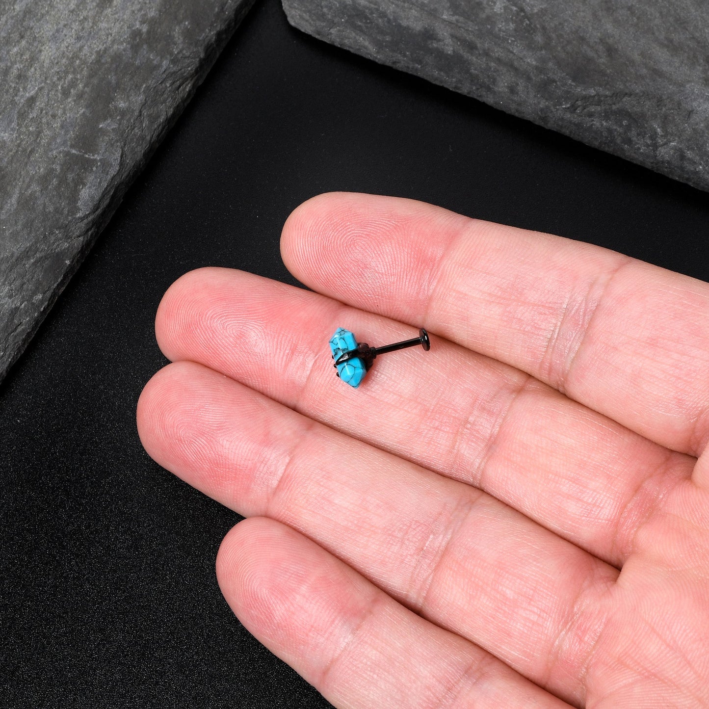 16G 5/16 Blue Turquoise Black Claw Obelisk Labret Monroe Tragus