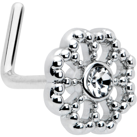 20G 7mm Clear Gem Epic Fabulous Flower L Shape Nose Ring