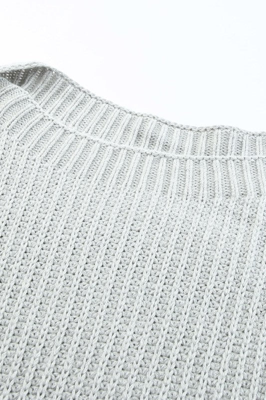 Solid Buttoned Drop Shoulder Sweater