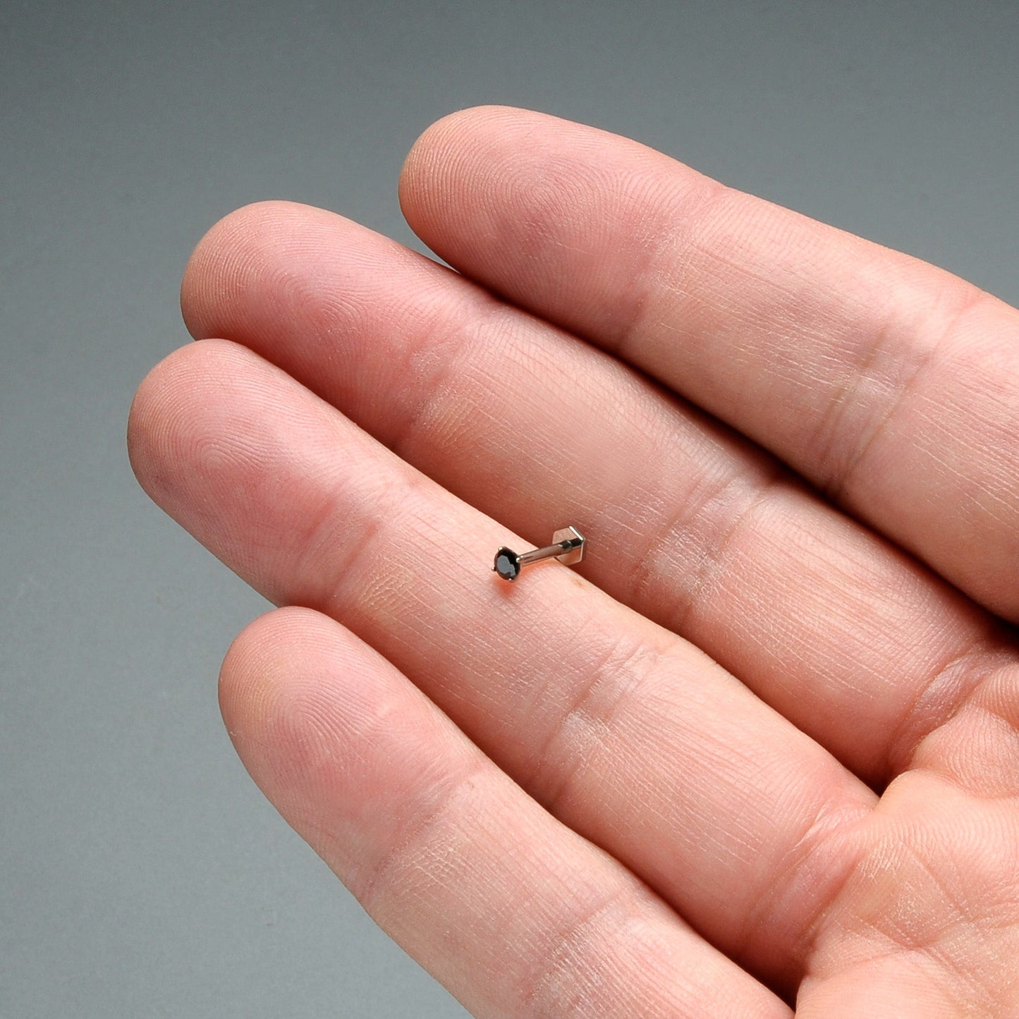 16G 5/16 Black CZ Gem ASTM F-136 Implant Grade Titanium Hex End Labret Tragus