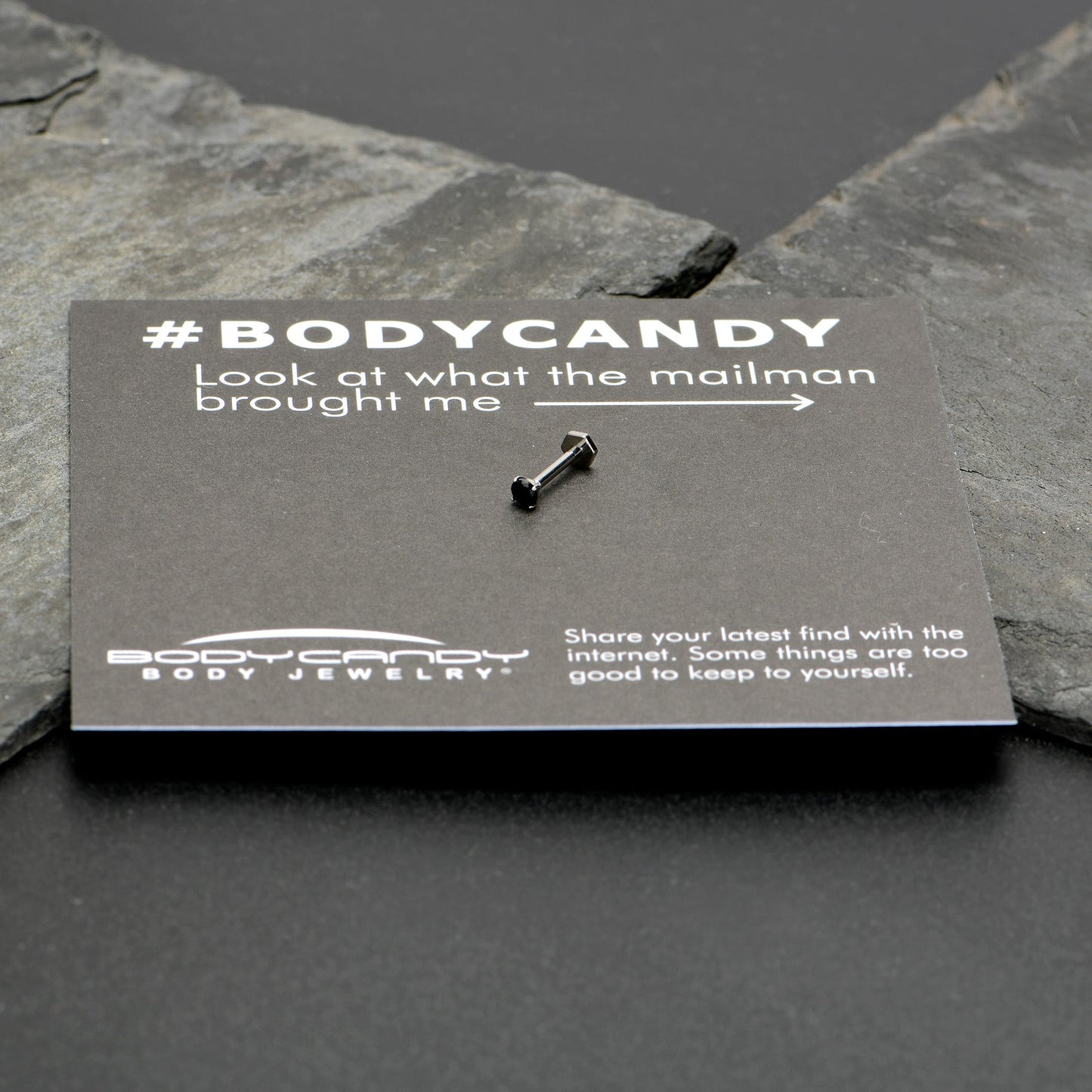 16G 5/16 Black CZ Gem ASTM F-136 Implant Grade Titanium Hex End Labret Tragus