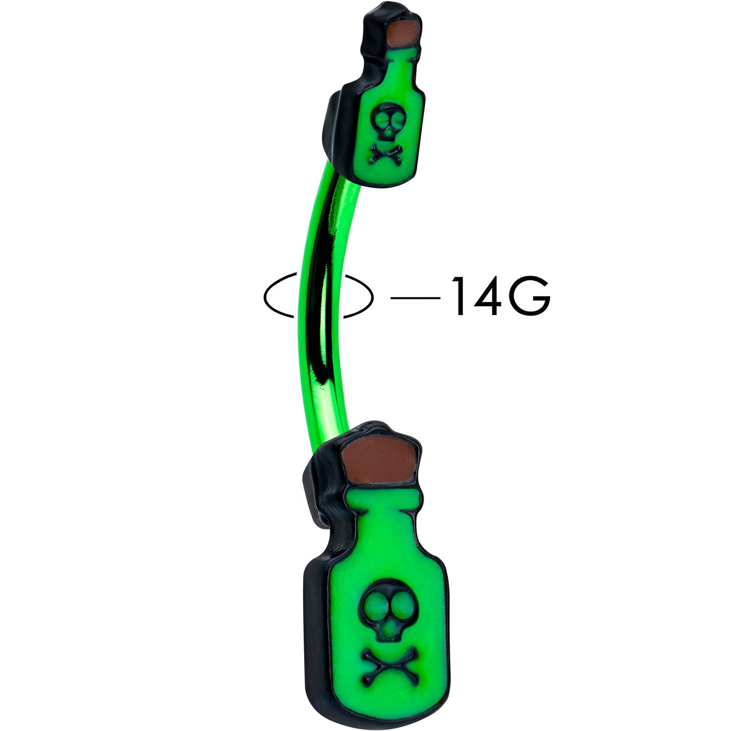 Green Poison Bottle Glow in the Dark Halloween Double Mount Belly Ring