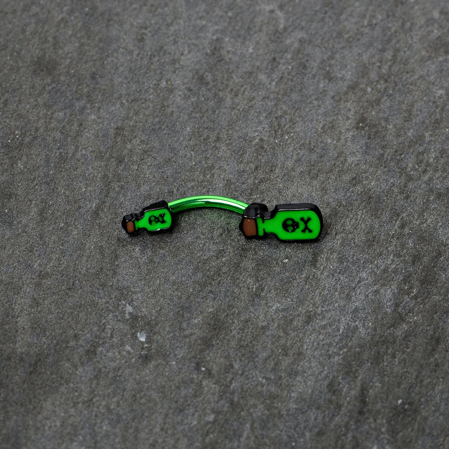 Green Poison Bottle Glow in the Dark Halloween Double Mount Belly Ring
