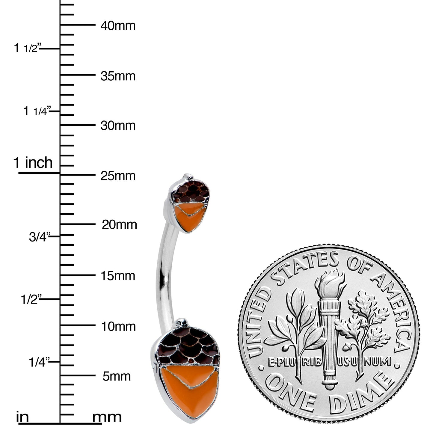 Autumn Acorn Brown Orange Fall Double Mount Belly Ring