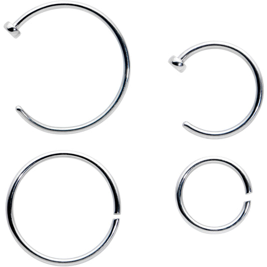 20G 12 Pack ASTM F-136 Implant Grade Titanium Hoop Nose Ring Septum Cartilage Ear Hoop Earring Set