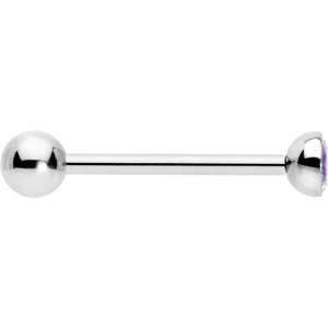 Aurora CZ Gem ASTM F-136 Implant Grade Titanium Threadless Barbell Tongue Ring