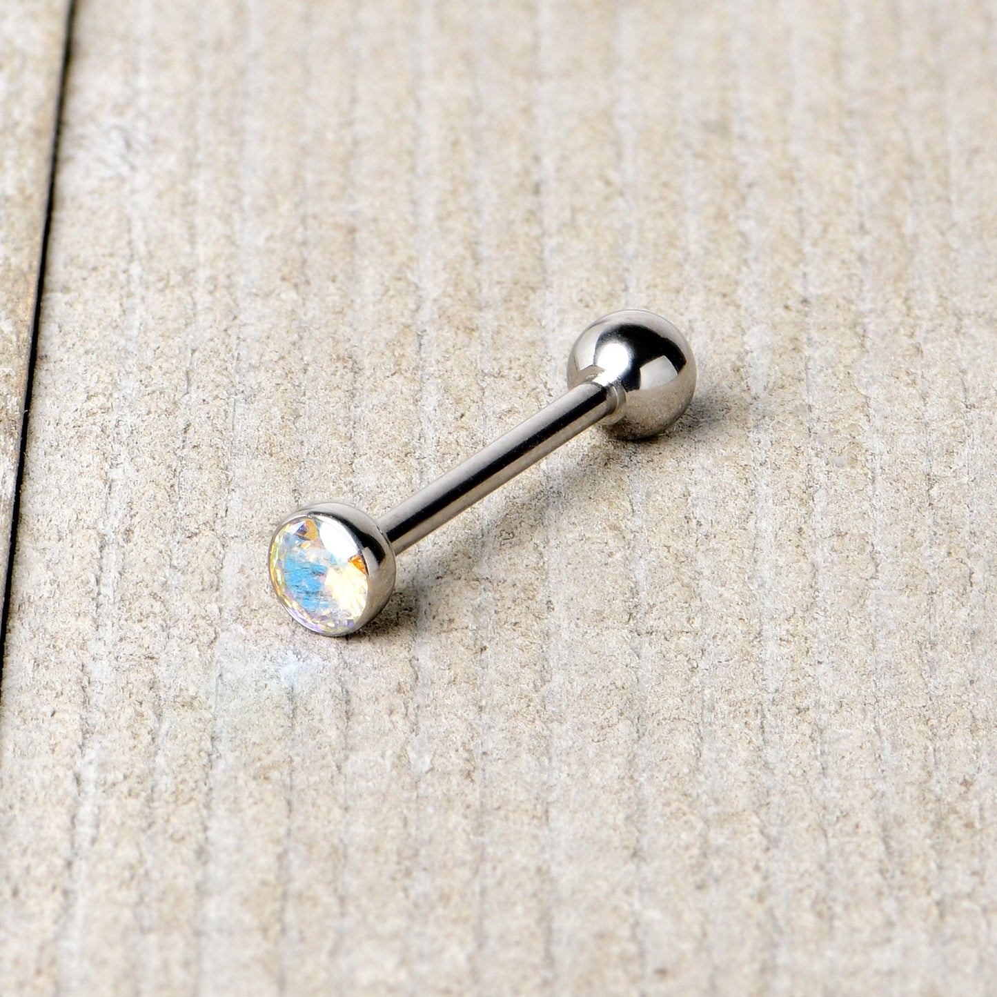 Aurora CZ Gem ASTM F-136 Implant Grade Titanium Threadless Barbell Tongue Ring