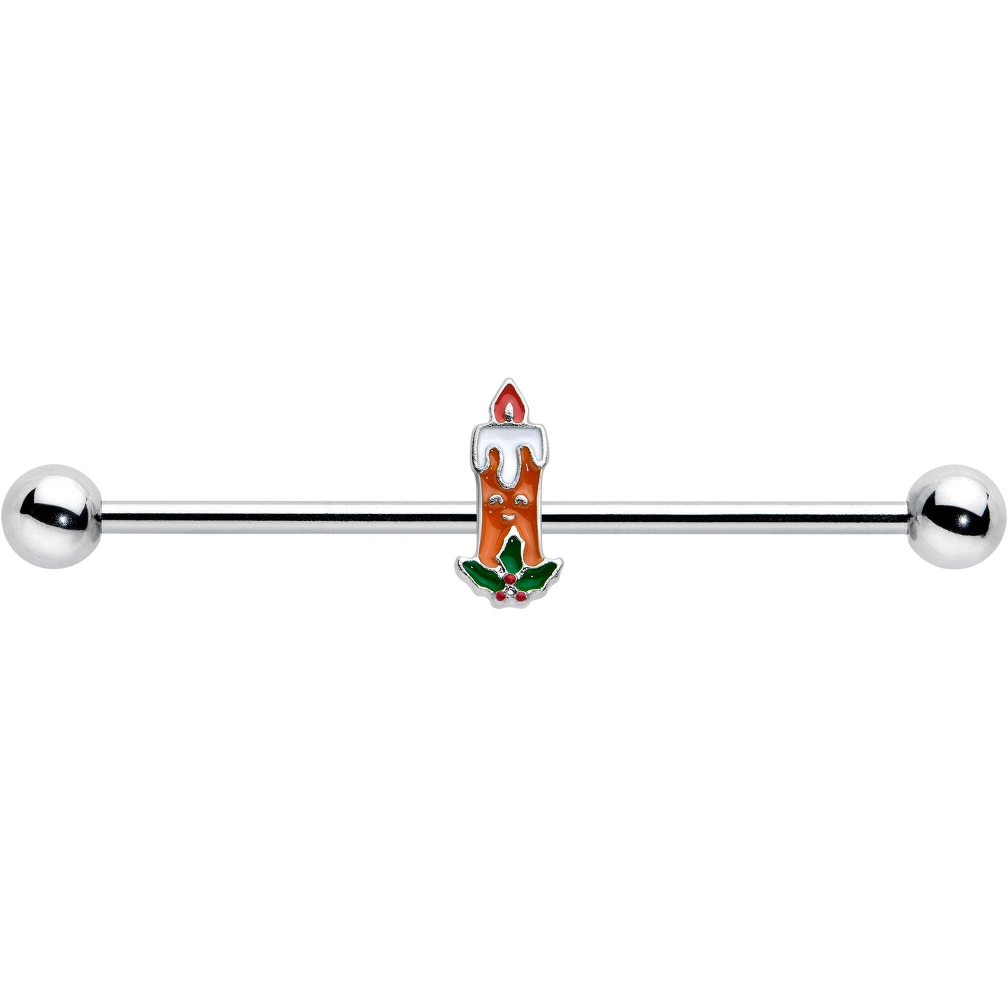 14G Sweet Christmas Holiday Candle Industrial Barbell 38mm