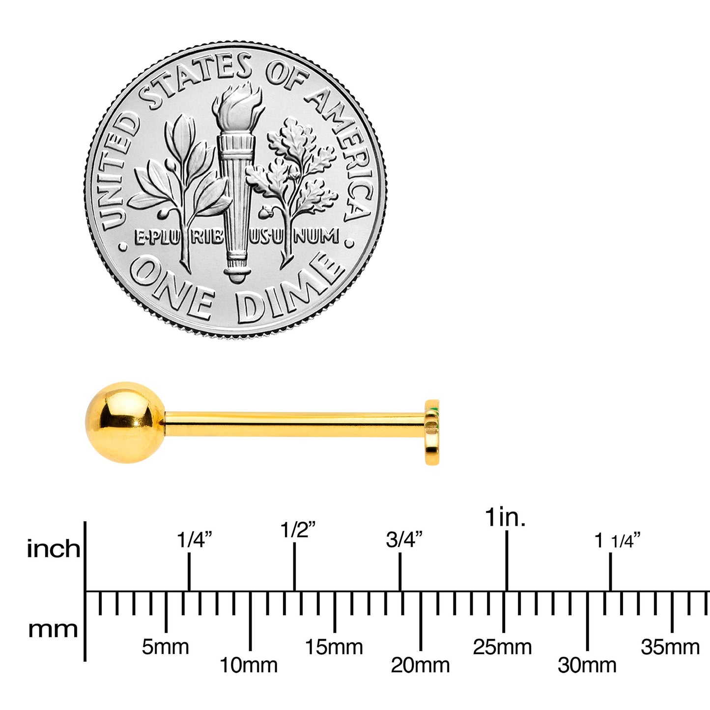 Gold Tone Merry Christmas Inlaid Red Green Barbell Tongue Ring