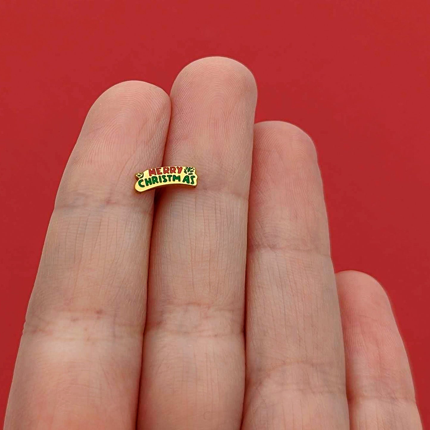 Gold Tone Merry Christmas Inlaid Red Green Barbell Tongue Ring