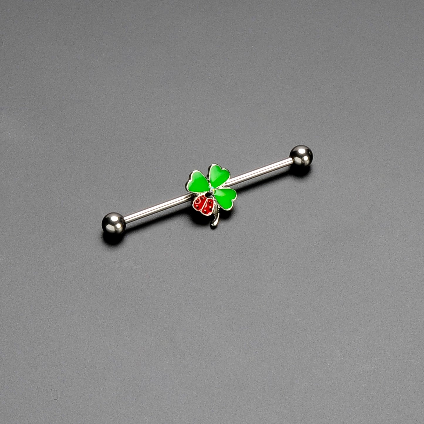 14G Ladybug Shamrock St Patricks Day Industrial Barbell 38mm