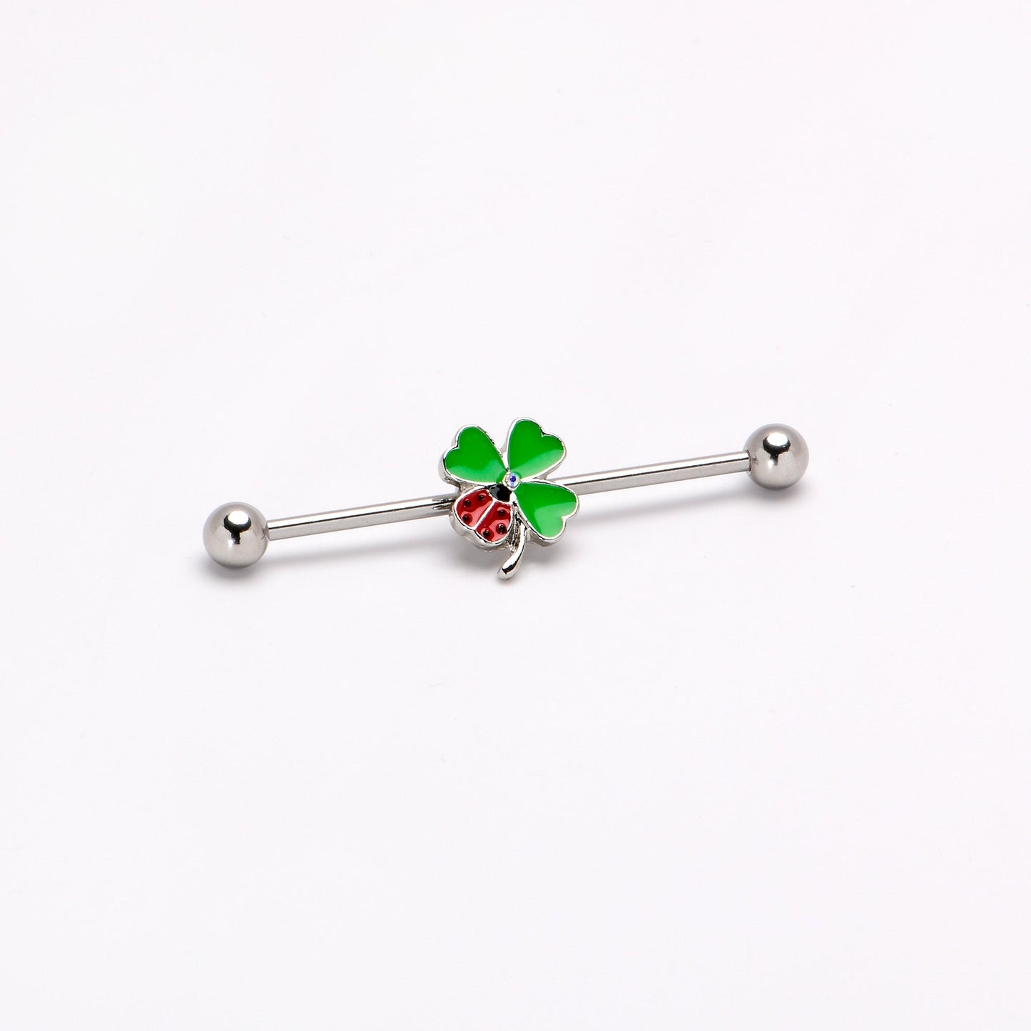 14G Ladybug Shamrock St Patricks Day Industrial Barbell 38mm