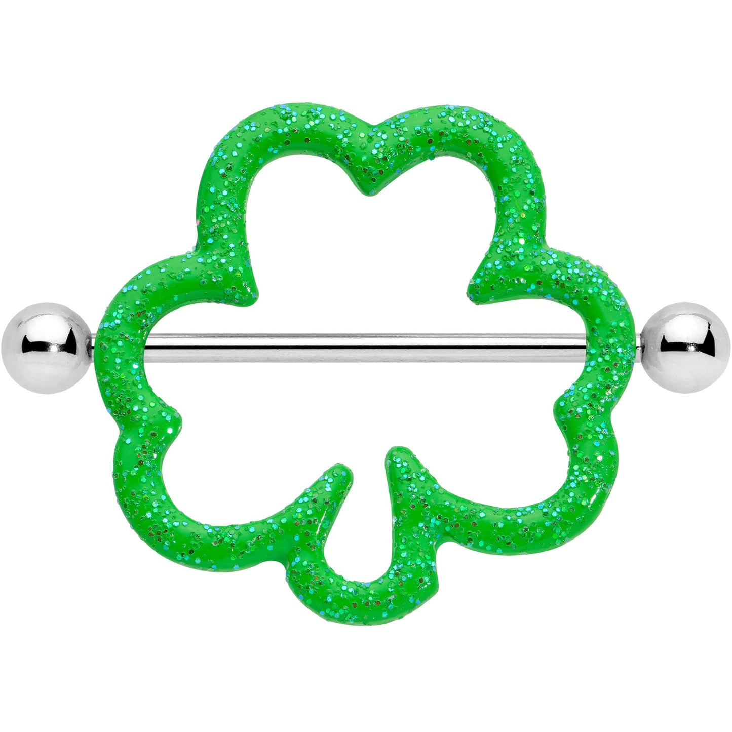 14G 1 3/16 Lucky Shamrock St Patricks Day Green Nipple Shield Set
