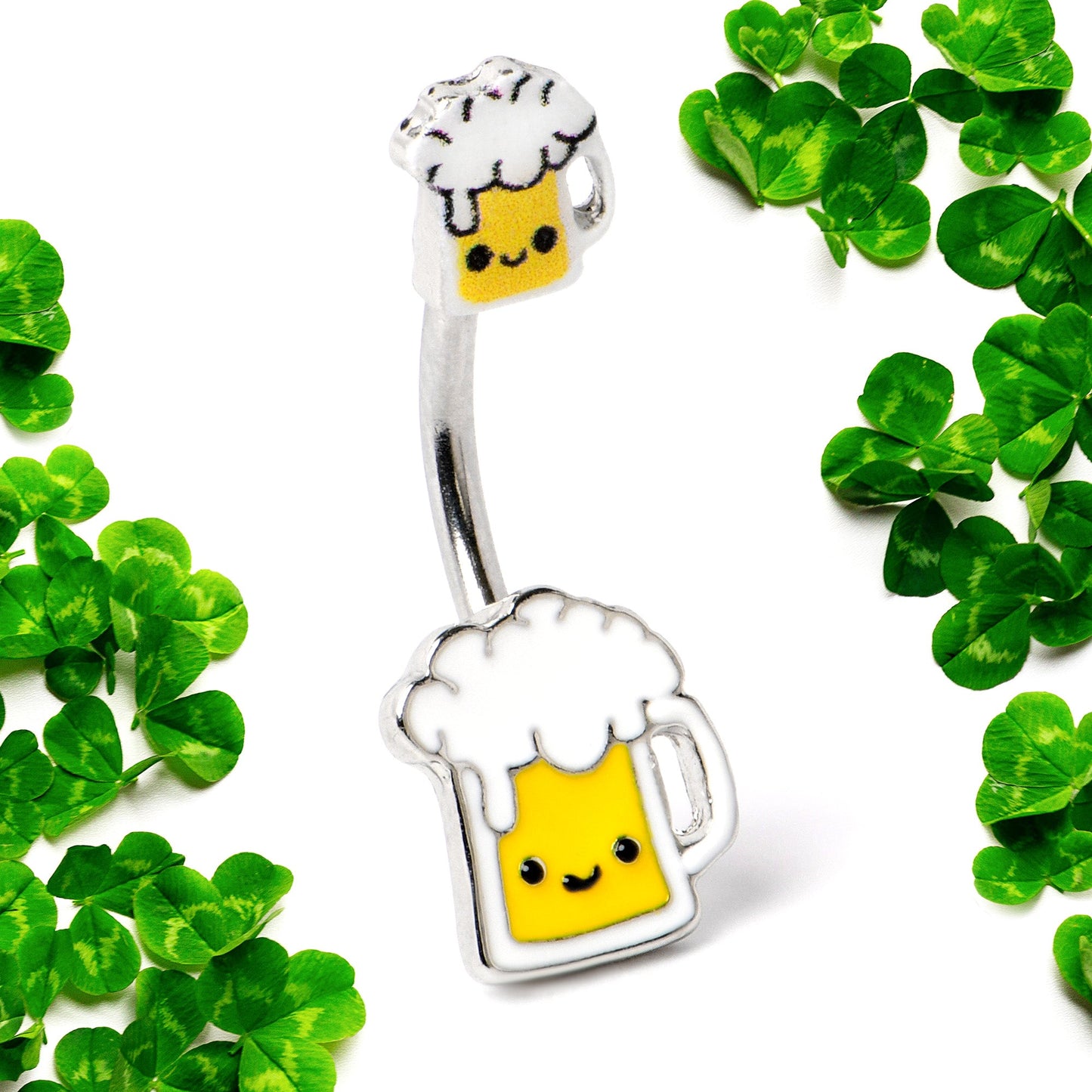 Sweet Happy Beer St Patricks Double Mount Belly Ring