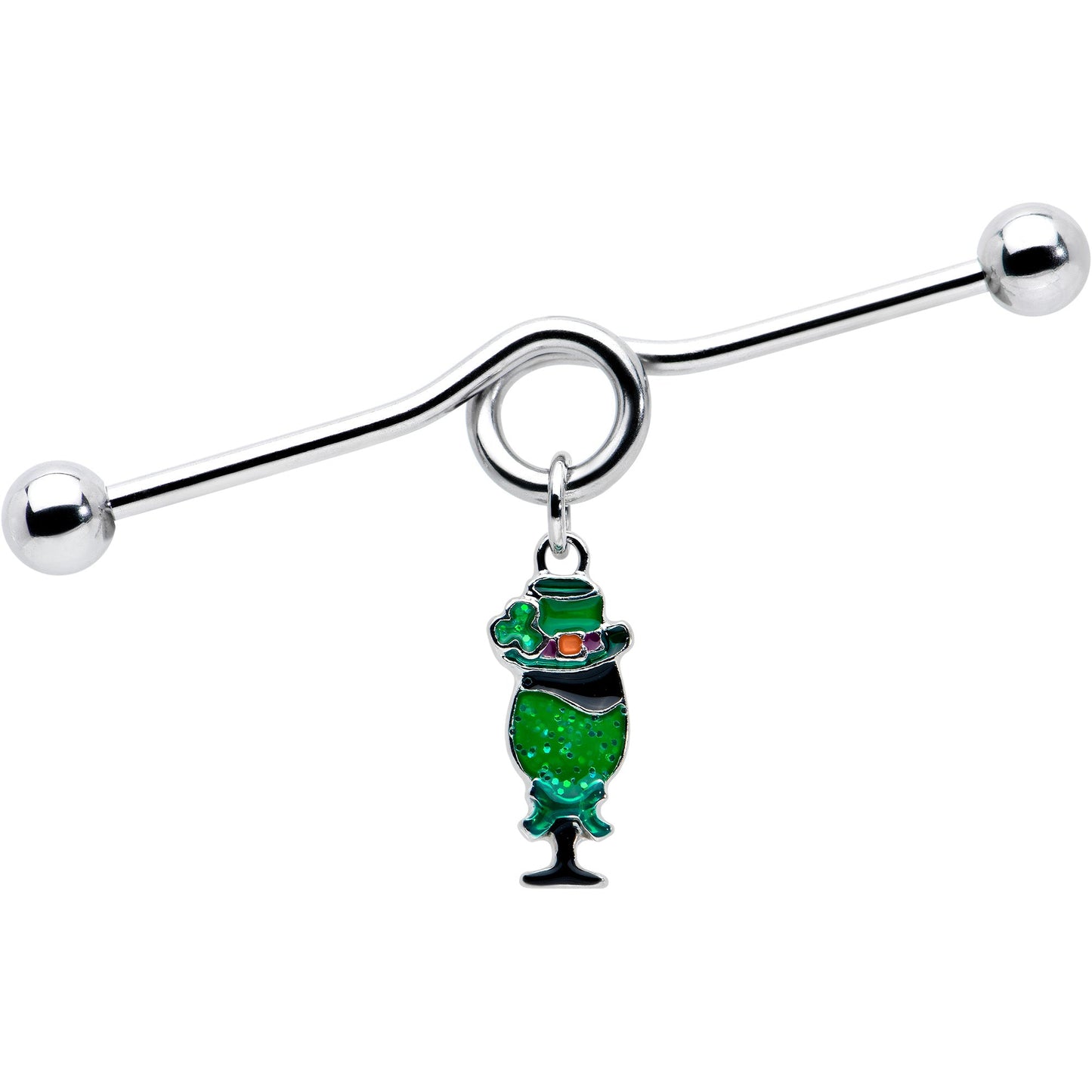 14G Fancy Leprechaun St Patricks Dangle Project Bar 38mm