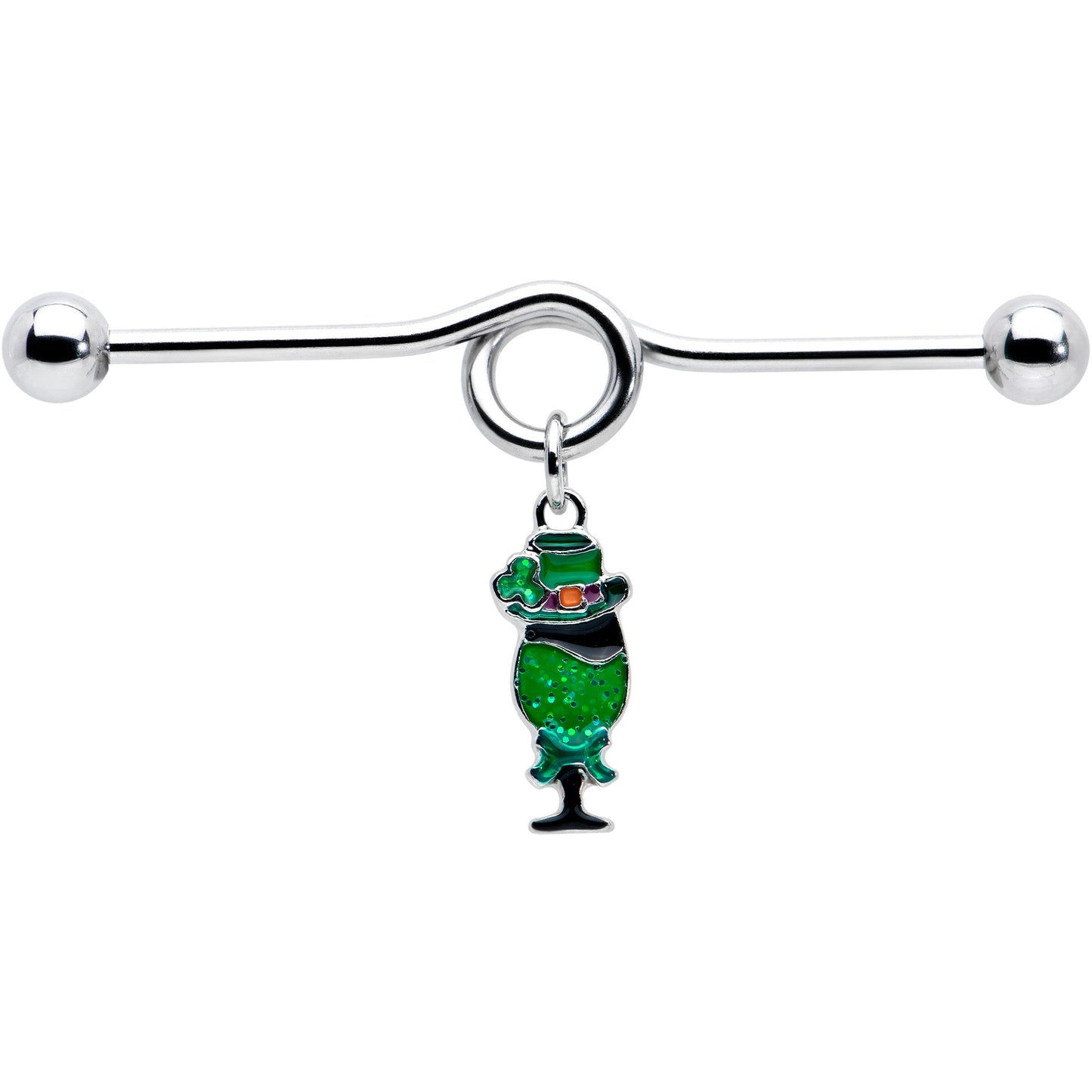 14G Fancy Leprechaun St Patricks Dangle Project Bar 38mm